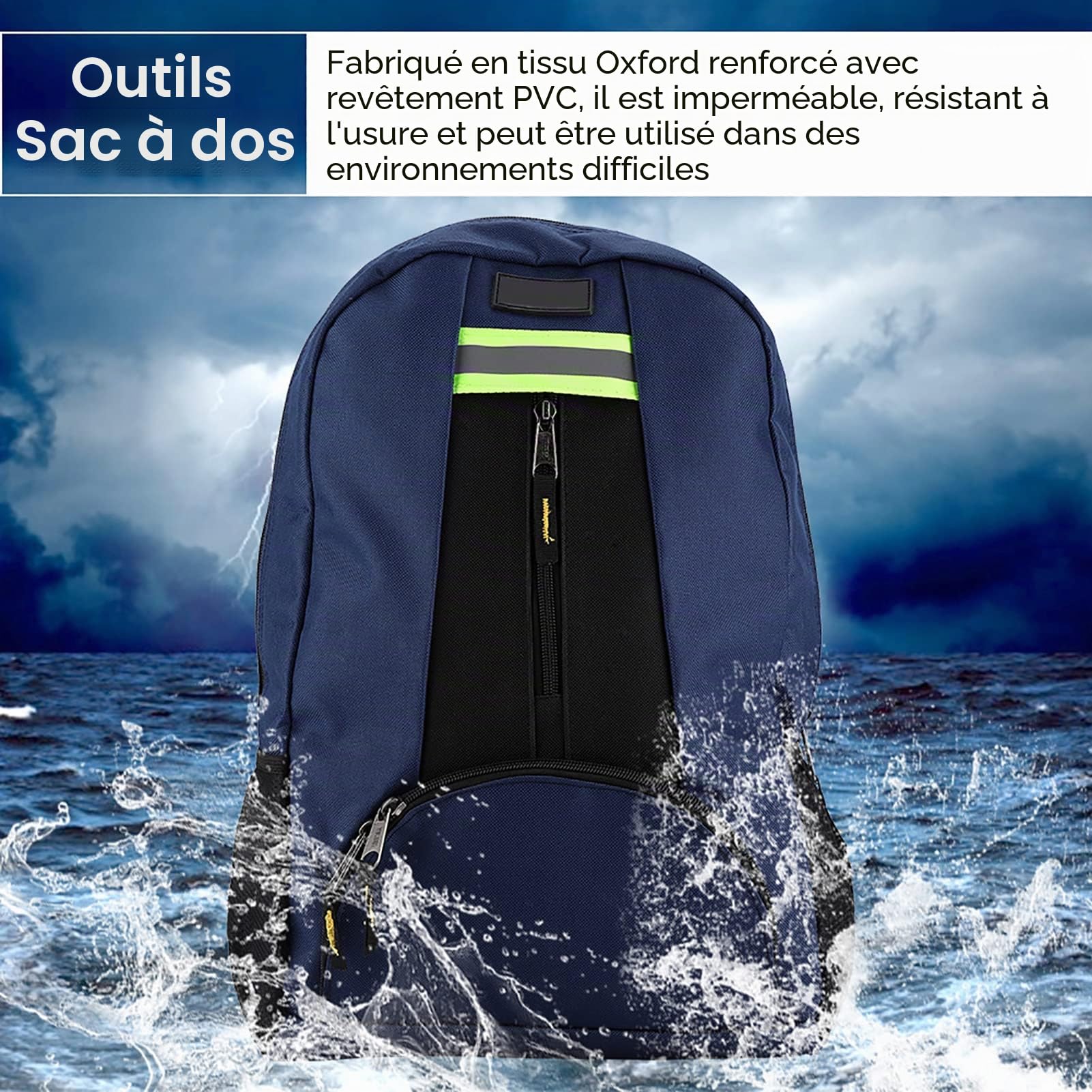 Sac à Dos à Outils pour Hommes Oxford Tissu Tissu Outils Sac à Dos Sac Résistant à L'usure pour électricien Plombier Réparateur(Bleu)