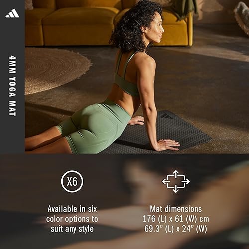 Miniatura 6 de adidas Yoga Mat - Eco Friendly - Non Slip, Durable Textured Surface Negro -,Borgoña (Collegiate Burgundy),Legend Hiedra,Rosado Fusion,Tinta