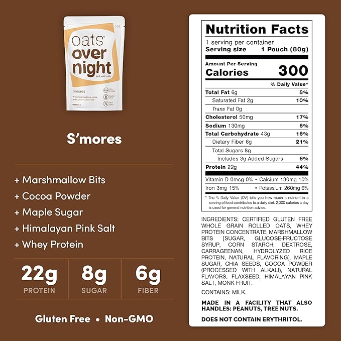 Oats Overnight Avena Nocturna S'mores y Chocolate Chip Cookie Dough - 20g Proteína miniatura 2