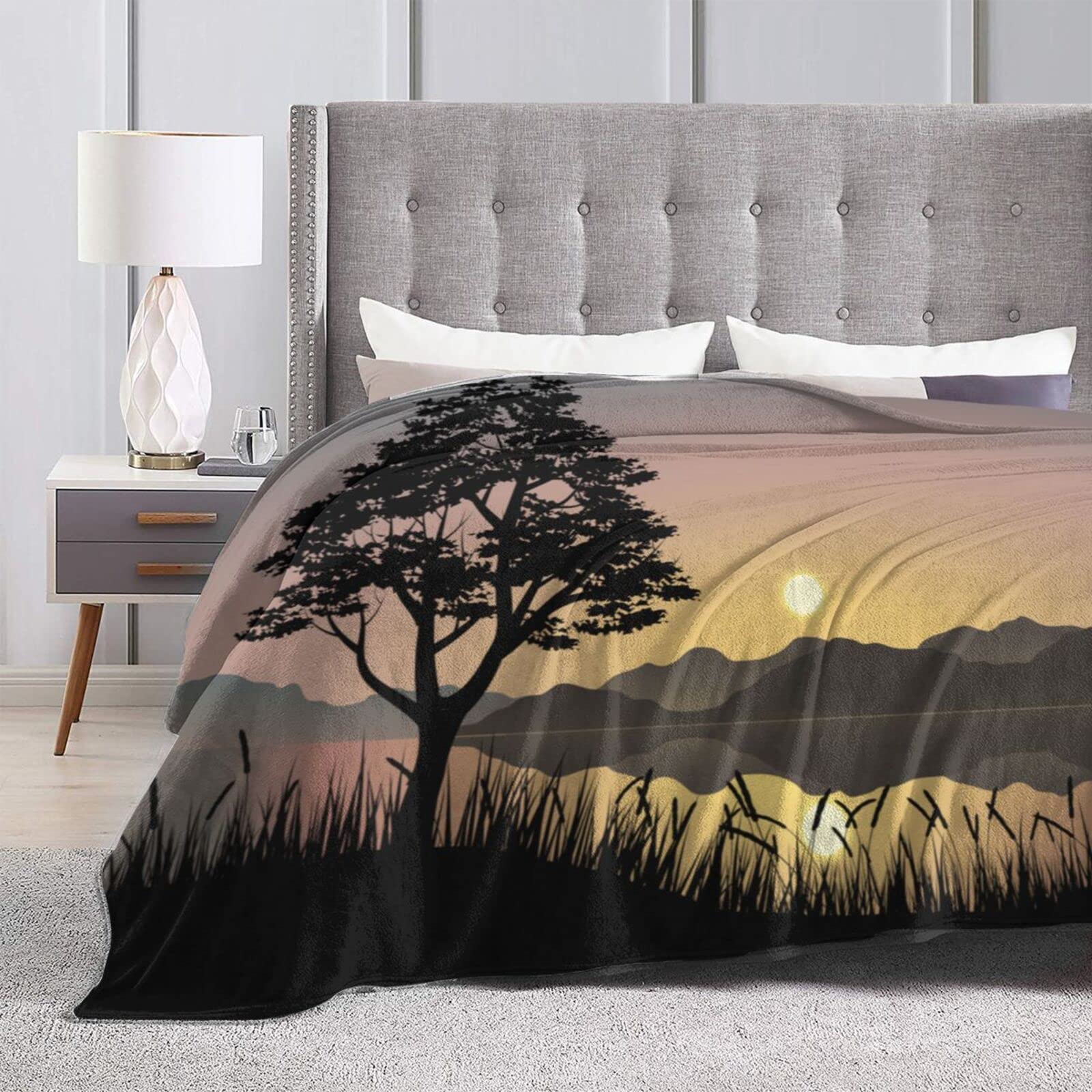 Amazon.com: The Sunset Reflected On The Lake Throw Blanket for 