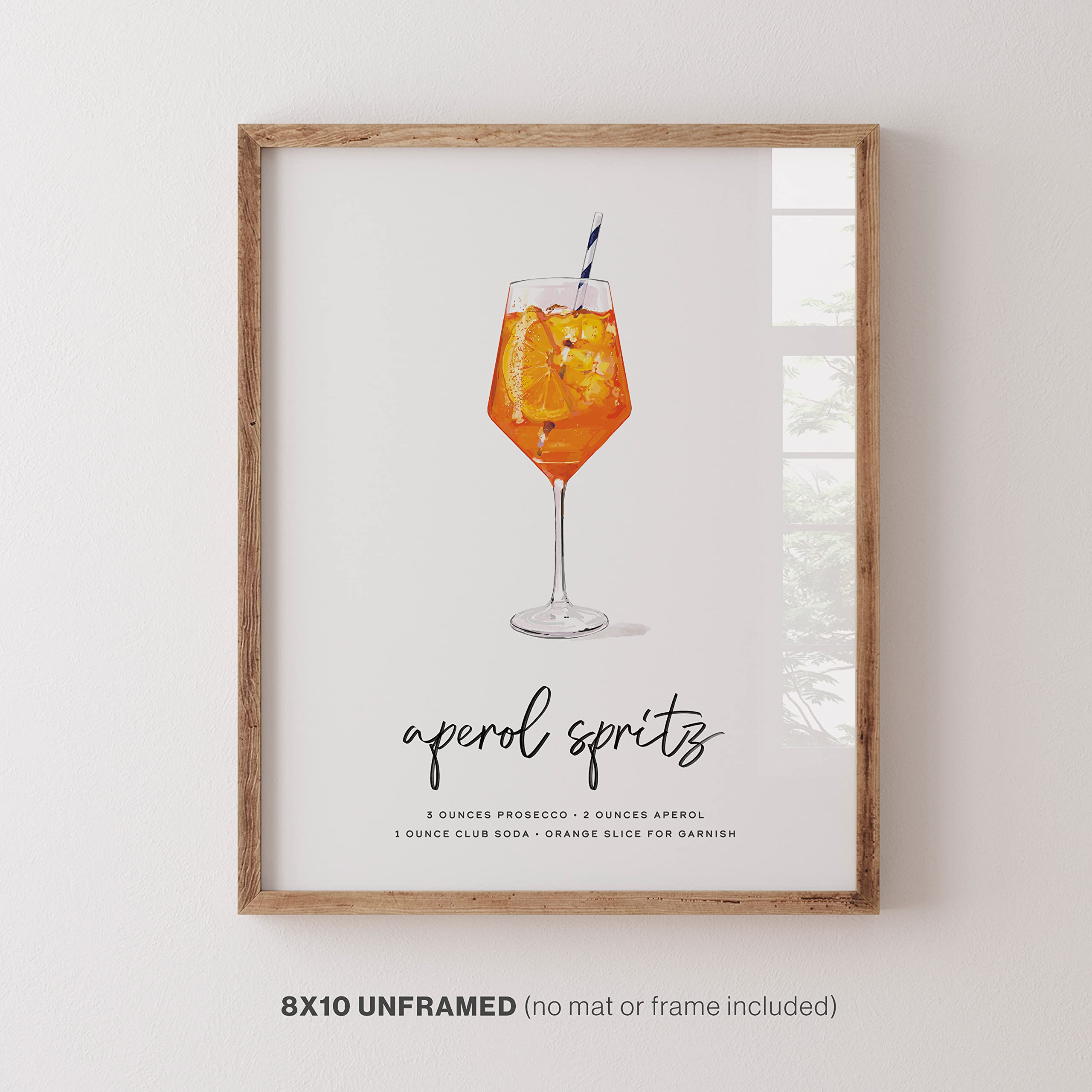 Aperol Spritz Cocktail-Wandkunst, Mix & Match Barwagen-Dekoration, illustrierte Alkohol-Poster mit Cocktail-Rezepten, ungerahmt, Bar-Wandkunst, Cocktail-Poster, Geschenke für Männer