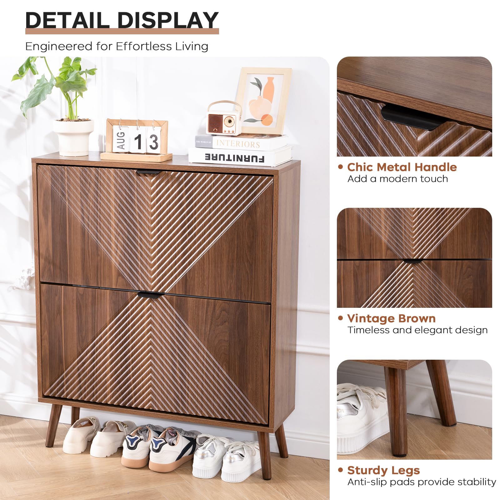 The 5 Best Shoe Storage Cabinets for 2026 3 oakvivo Shoe Cabinet Storage, Farmhouse Freestanding Organizer with 2 Flip Drawe - product photo
