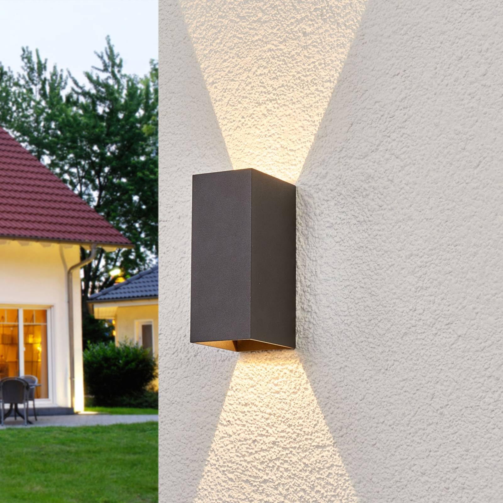 Lucande Applique LED da esterni (Moderno) colore Nero, in Alluminio lampadina inclusa applique lampada outdoor per facciata/parete terrazzo e