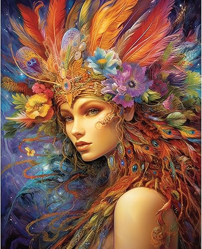 Tucocoo Kit de pintura de retrato de mujer por números, lienzo de 16 x 20 pulgadas, pintura al óleo digital para adultos con pinceles y pigmento