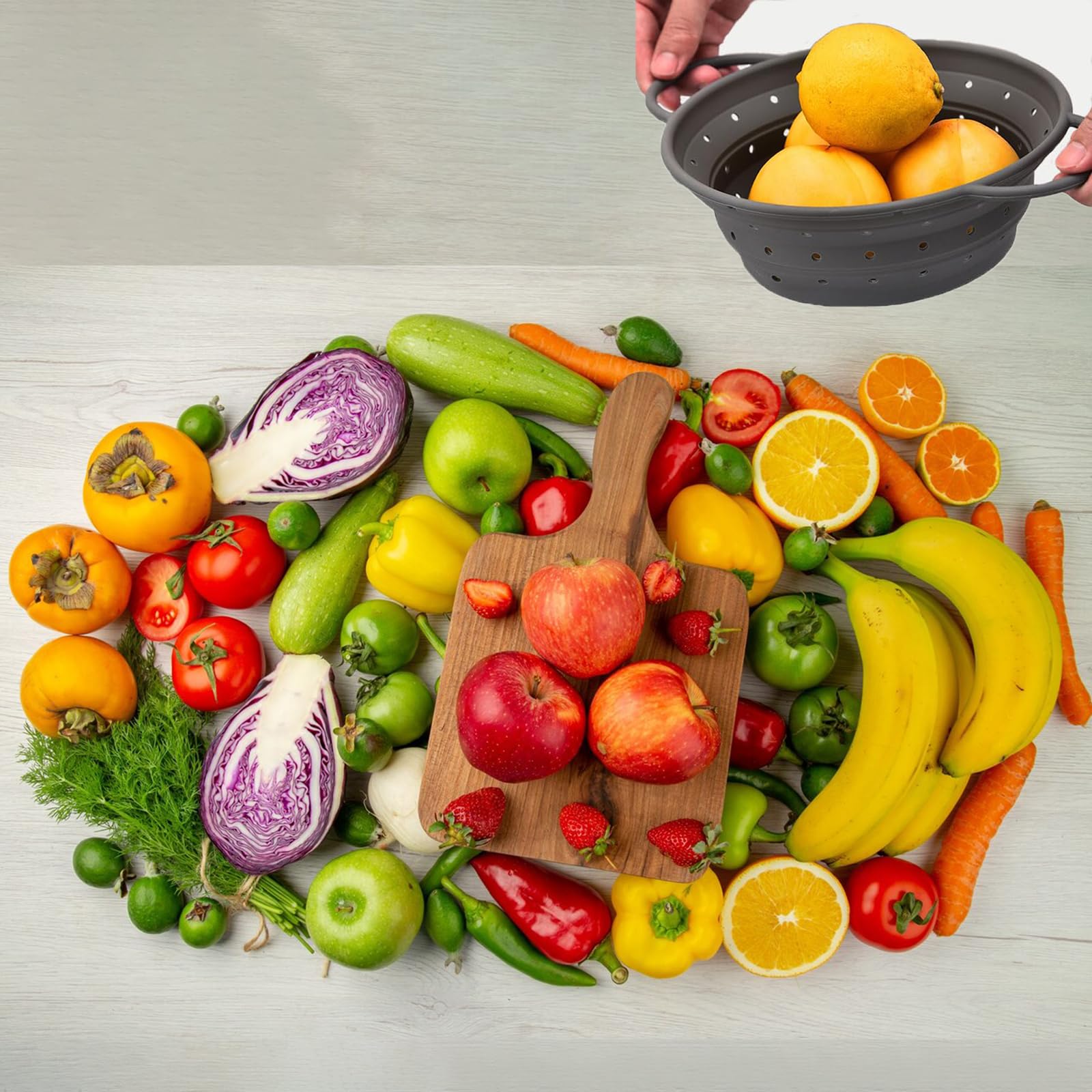 Scolapasta Pieghevole In Silicone 25cm - Per Pasta, Verdura E Frutta Con Manico - Foto 10