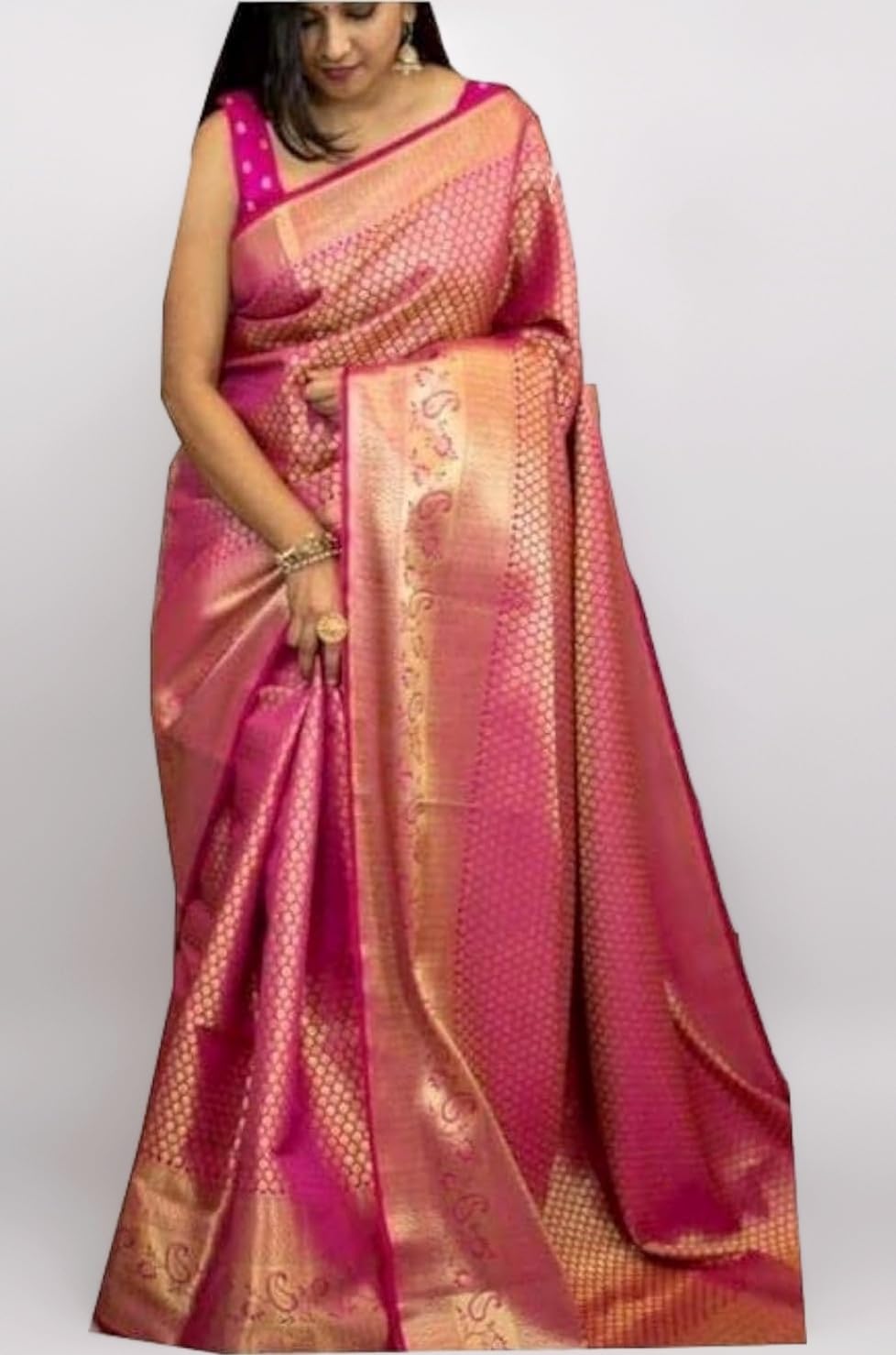 Women's Kanjivaram Soft Silk Saree With Blouse Piece