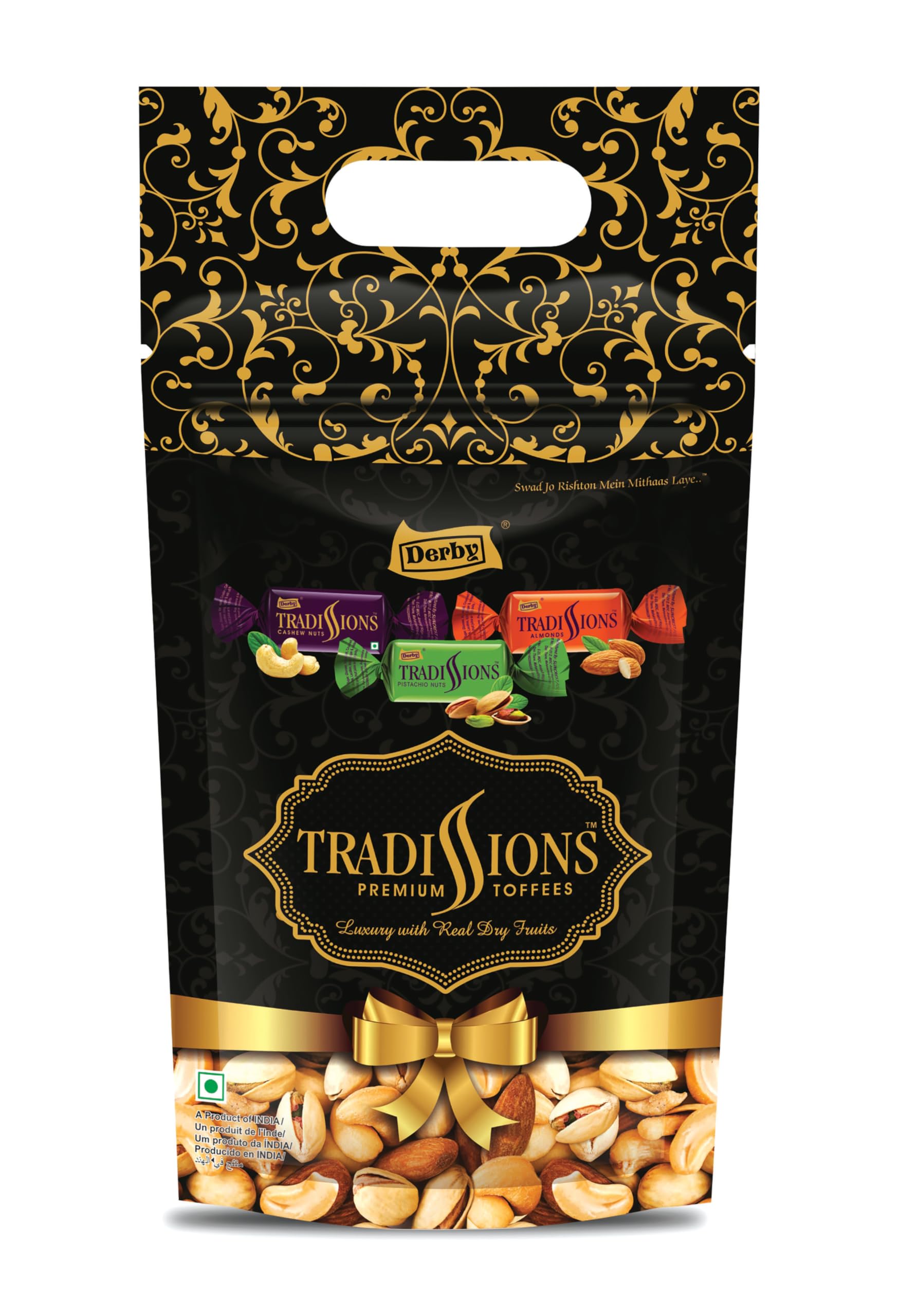 Derby Tradissions Frill Pack Dry Fruit Toffees | Delicious Pistachio Nuts, Almonds, Cashew Nuts Toffees| Assorted Dry Fruits Toffees Pack | Treat of Real Dry Fruits in Toffees / 300gm Pack/Pack Of 2 (B0928MFZK7) Amazon Price History, Amazon Price Tracker