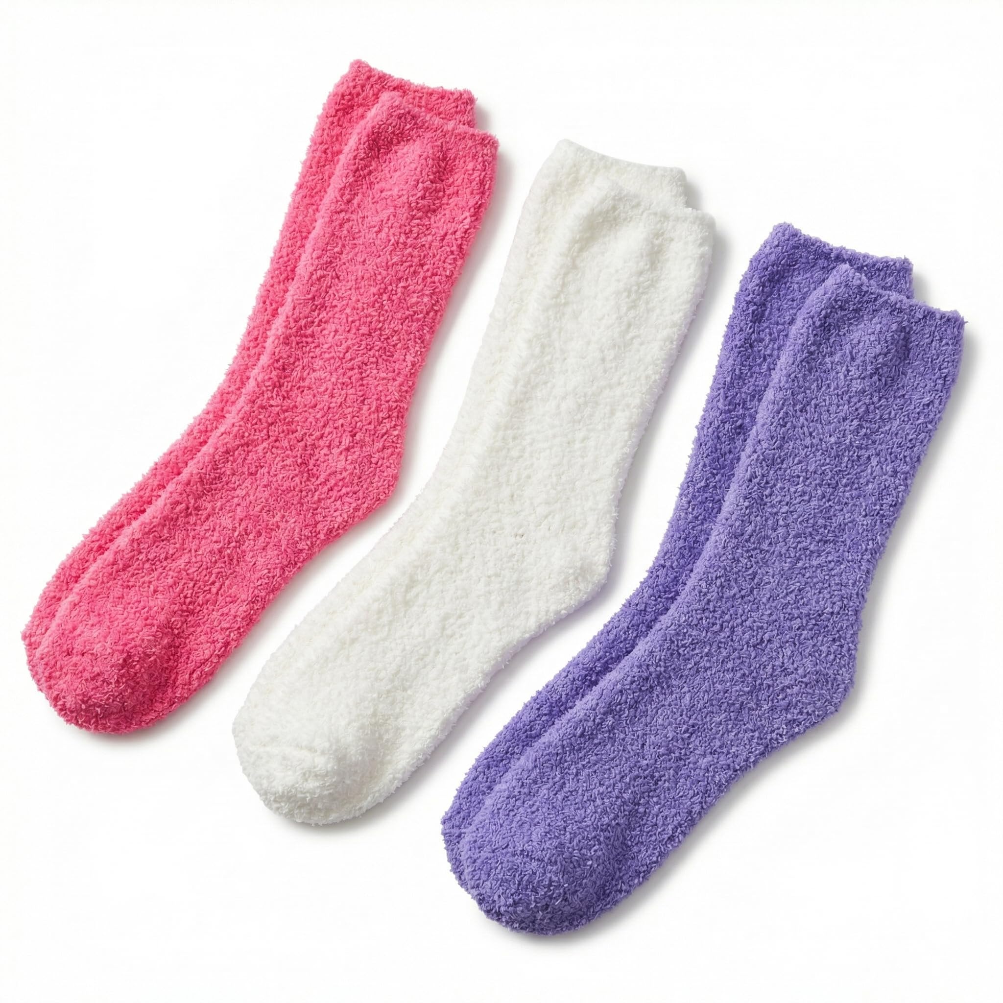 Tipi Toe Womens Fuzzy Crew Socks with Anti Slip Grips Warm Cozy Fluffy Winter Slipper Socks Non Skid Home Socks for Women
