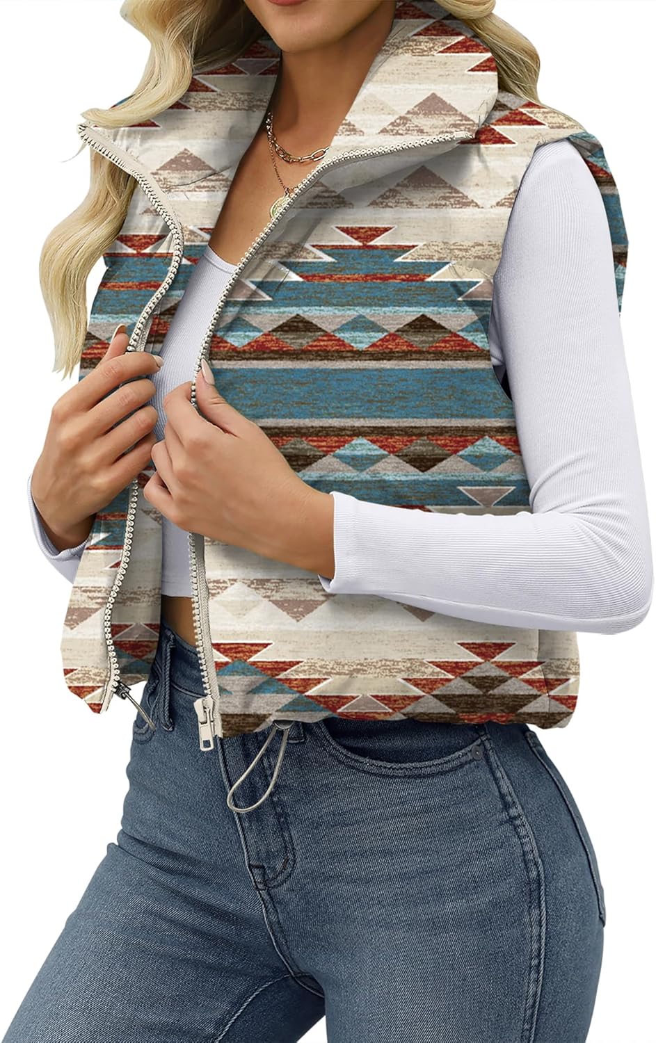 JZC Women's Crop Puffer Vest Lightweight Sleeveless Jacket 2025 Fashion Winter Outerwear Padded Gilet - Image 3