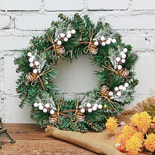 Miniatura 10 de 10 Pcs Christmas Berries Pine Cones for DIY Crafts-Christmas Tree Picks Spray Evergreen Artificial Pine Branches Holly Stem,Xmas Garland Décor,Gift