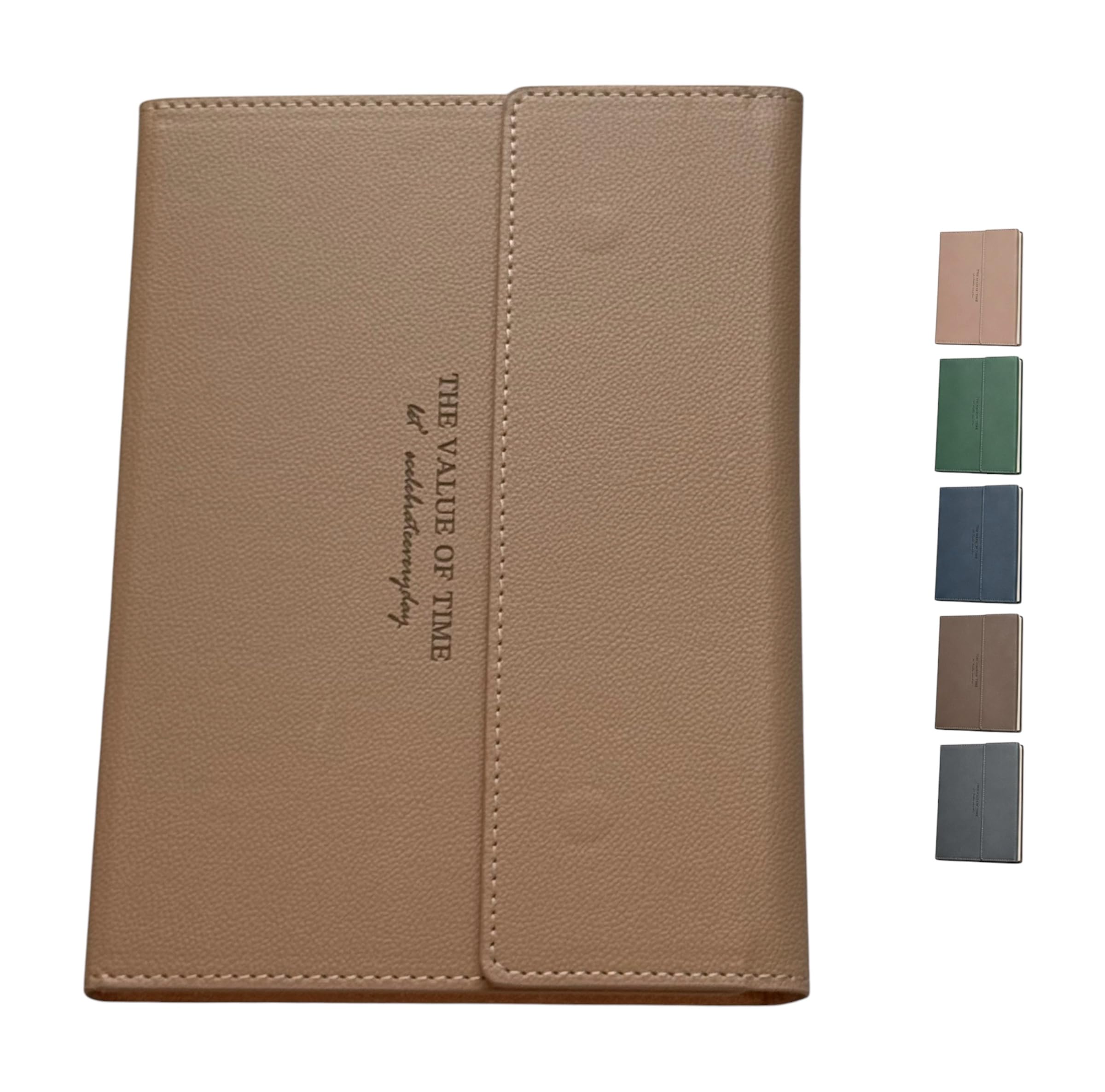 A5 PU Leather Notebook Journal, 240 Pages (120 Sheets), Magnetic Closure, Lined Paper, Pen Holder Loop & Bookmark Ribbon, Daily Planner