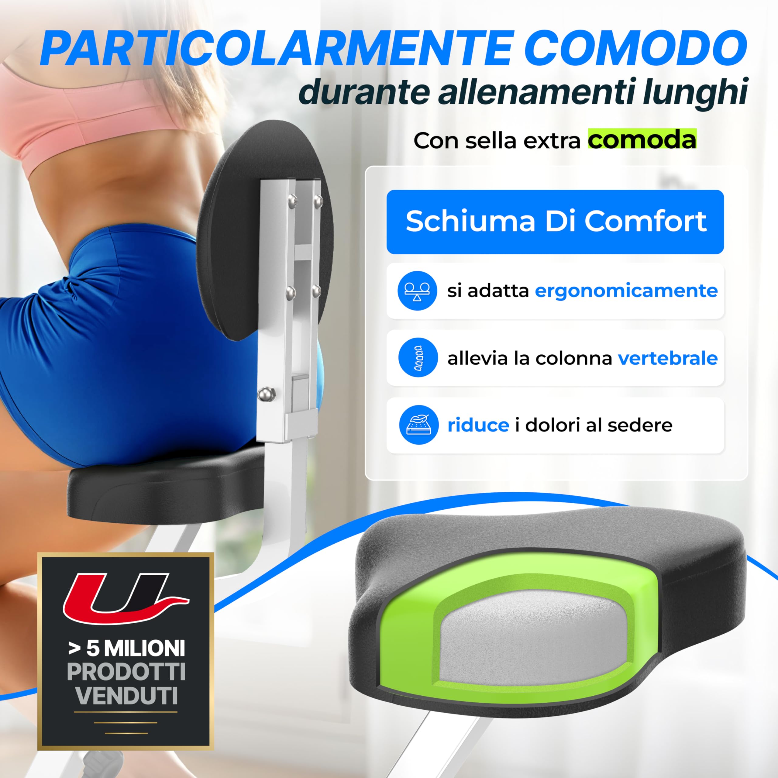 Ultrasport F-Bike Cyclette da Casa Pieghevole I Cyclette Pieghevole da Casa fino a 130 KG con Sella Extra Confortevole, LCD Display e Sensori delle Pulsazioni, Cyclette da Camera