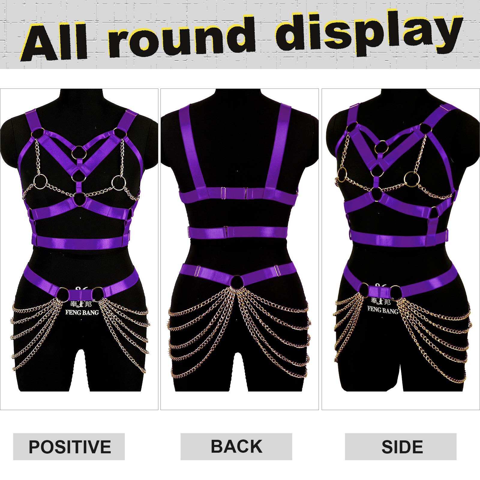 Women's Body Harness Bra Punk Garter Belt Elastic Adjustable Metal Chain Bra Dance Carnival Gothic Costume Accessories