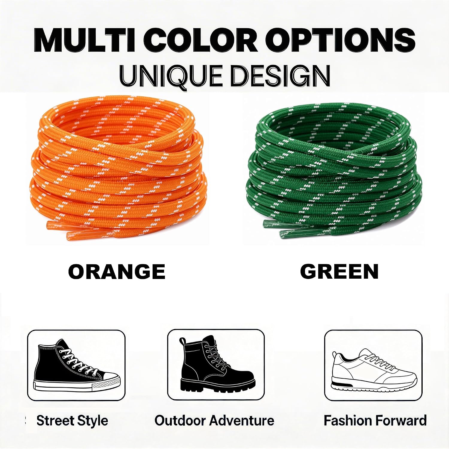 Paracord Shoe Laces, Colorful Shoelaces for Sneakers, 2 Pairs image 2