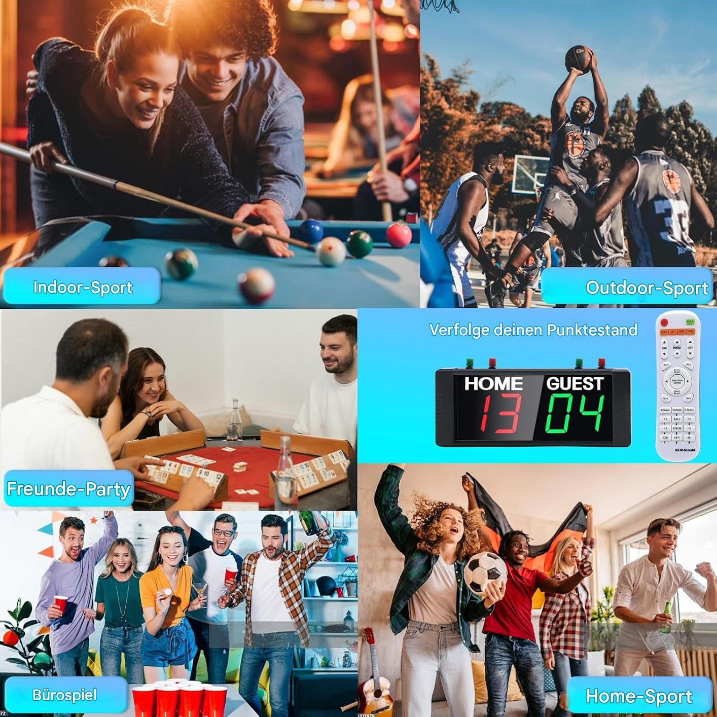 Anzeigetafel Elektronische, Digitale Scoreboard mit Tasten, Tragbare Punktezähler 1,5 Zoll LED Anzeigetafel für Cornhole, Badminton Indoor Outdoor Sports