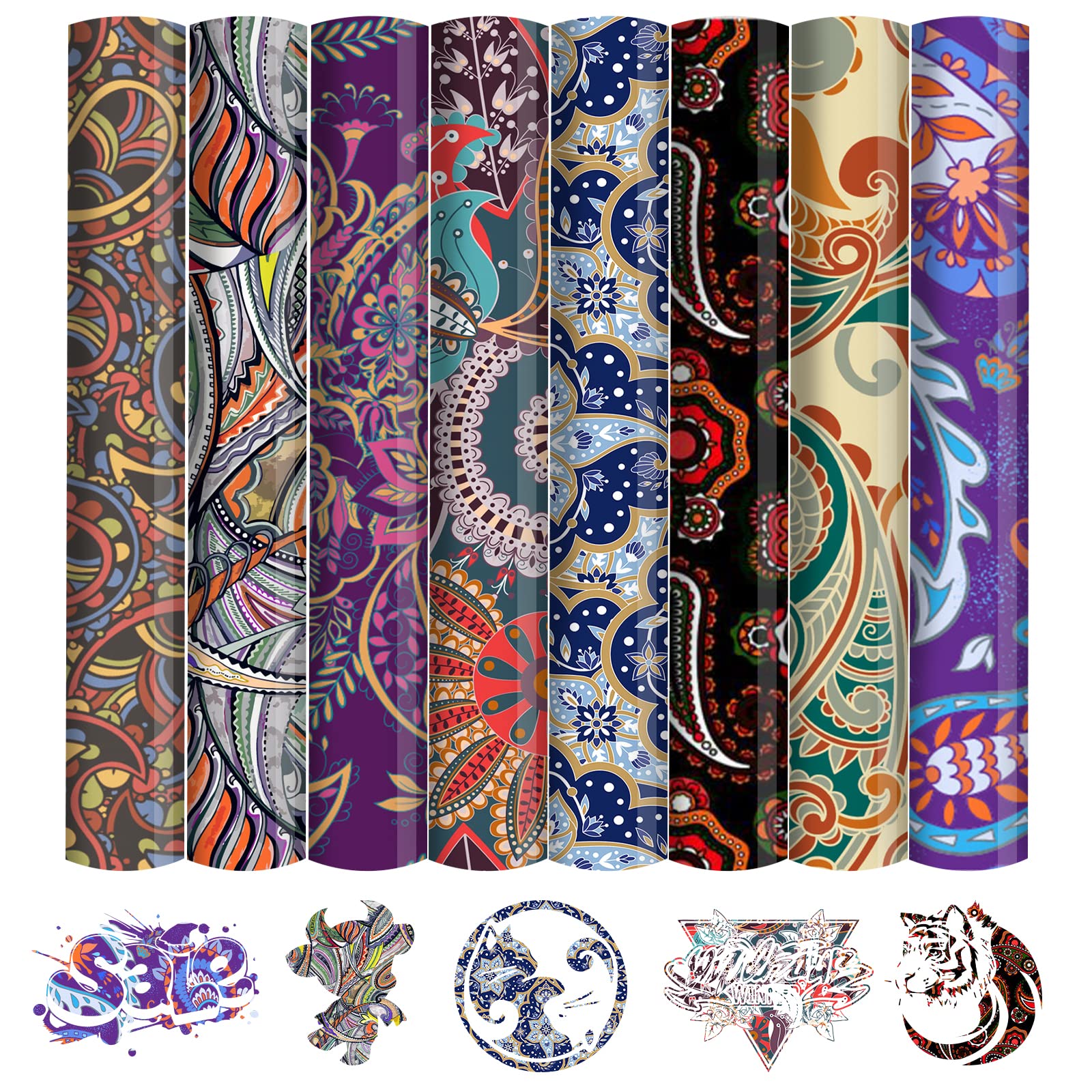 DoreenBow Peisley Heat Transfer Paper Sheets Boho Bohemian Style Pattern Heat Transfer Paper Sublimation Sheets Printable Heat Transfer for Mug T-Shirts Bags