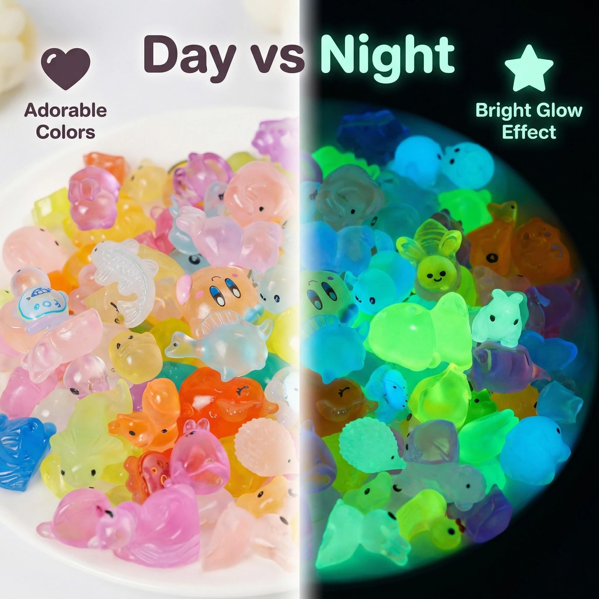 LEBKFT 100 Pcs Mini Resin Animals Glow in The Dark - Image 3