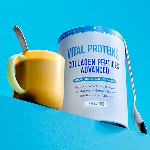 Miniatura 10 de Vital Proteins - Péptidos de colágeno en polvo avanzados con ácido hialurónico y vitamina C, suplementos de colágeno, sin sabor, 12 porciones