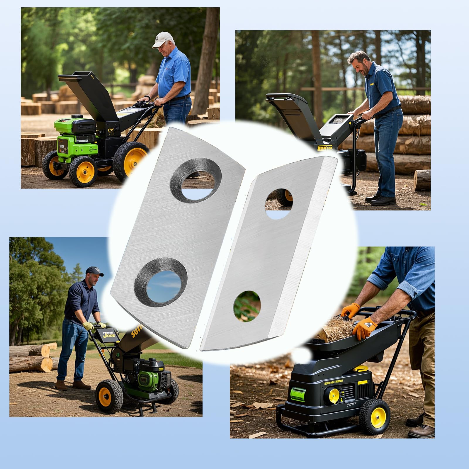 4 cuchillas de madera compatibles con Sun Joe CJ601E, CJ602E, Earthwise GS70015, kit de herramientas de corte de doble cara reemplazables, con llave hexagonal en forma de L