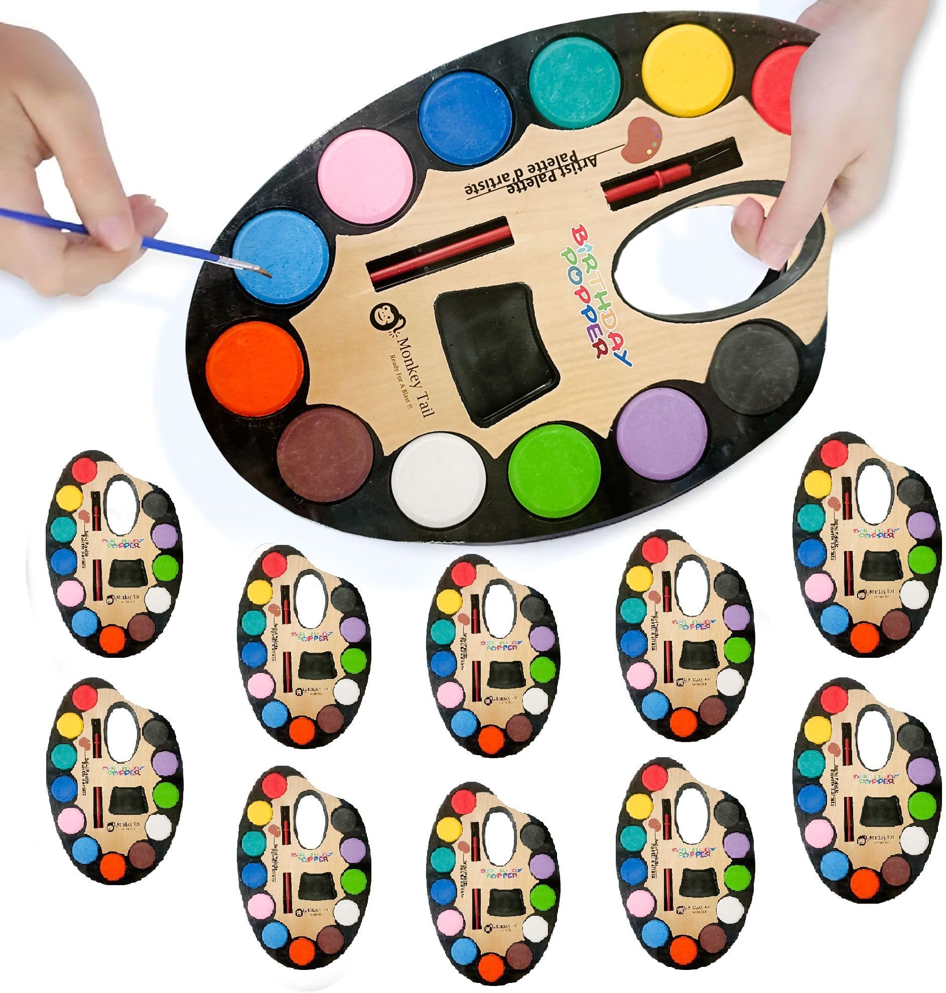 - 10 Pcs Water Colour with Paint Brush - Birthday Return Gift for Kids of All Age Groups