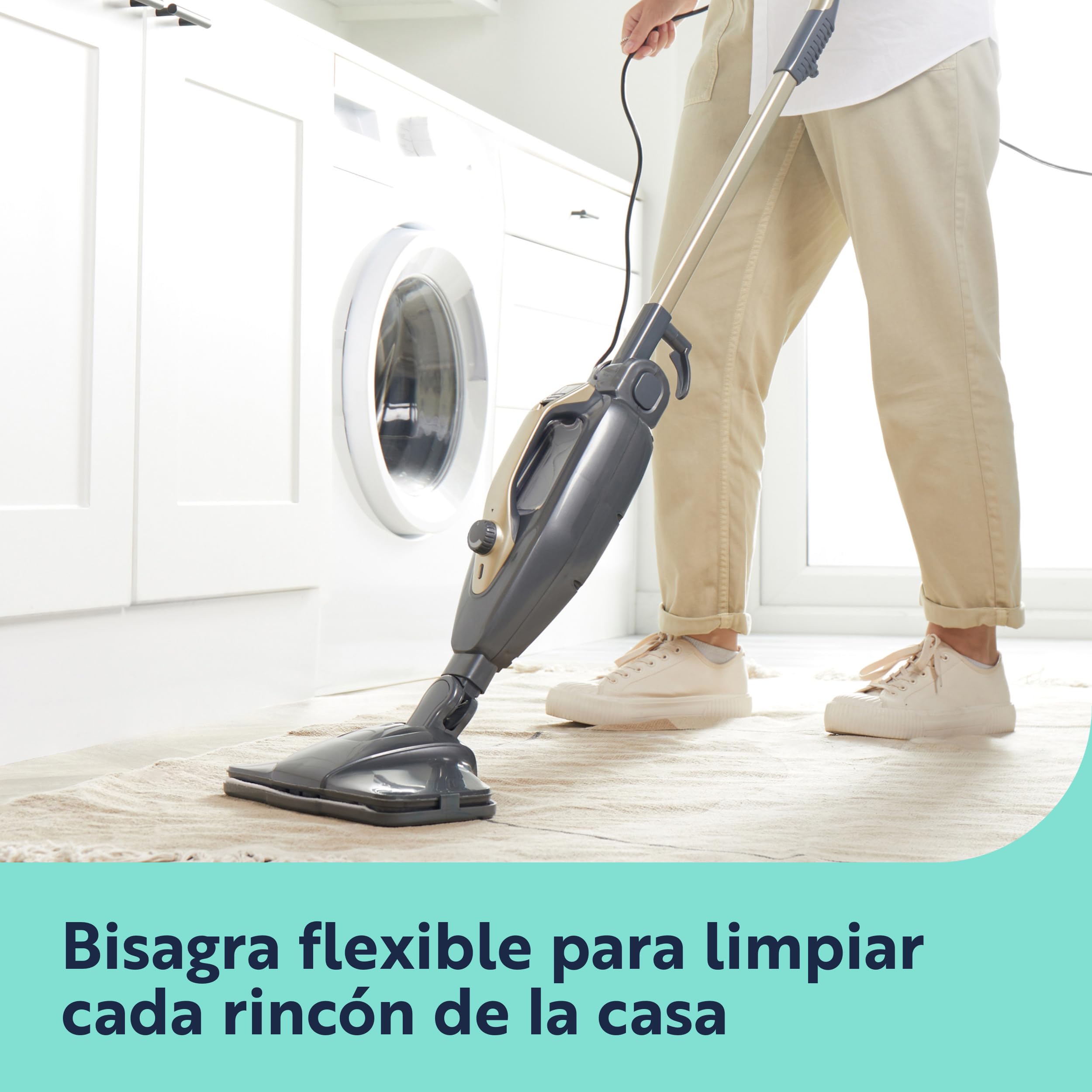 Beldray Titanium 14 en 1 Fregona limpiadora a vapor, Vaporizador de mano multiusos, 350 ml, bisagra flexible, boquillas adicionales y almohadillas de fregona incluidas, 1300 W