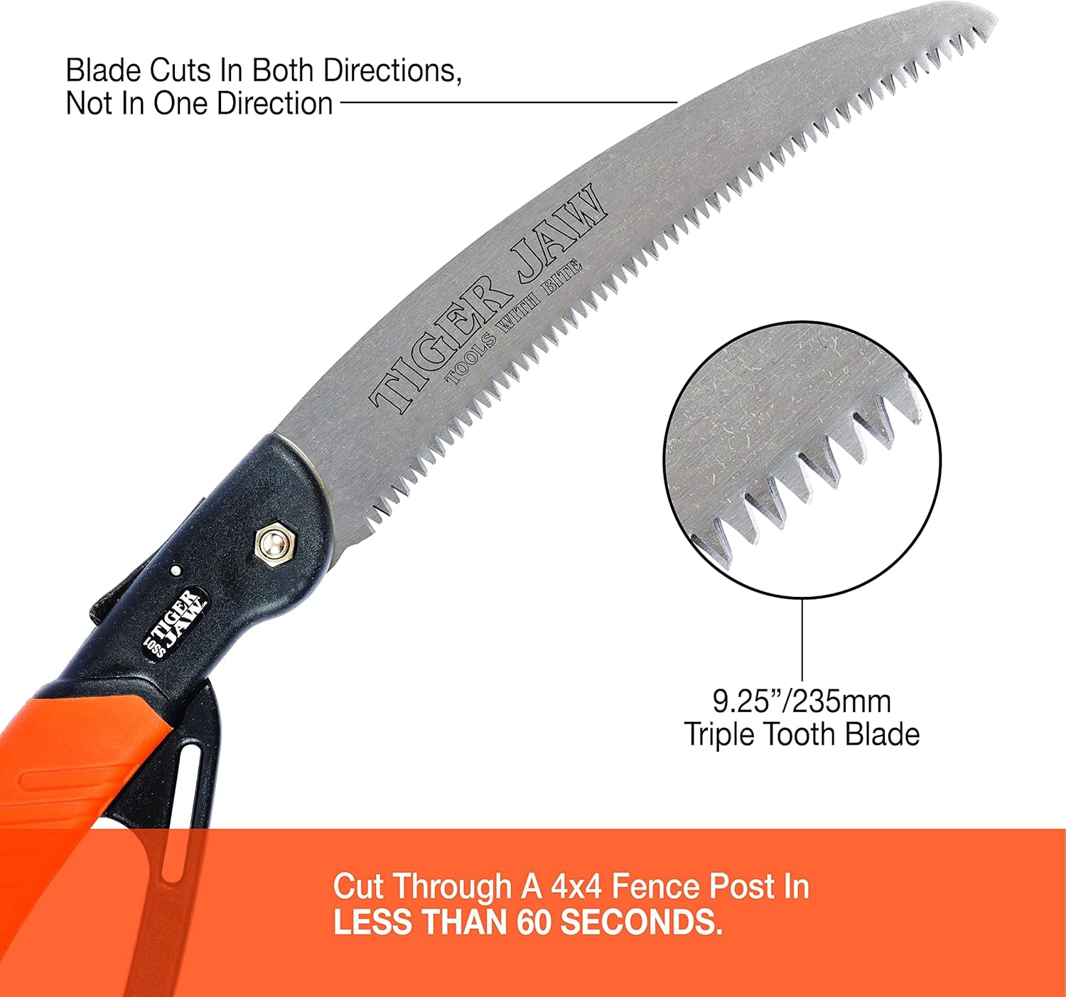 Professional Folding Safety Saw SS01 With Handle Guard Protects Hands From Curved Thicker 9.25 in/235 mm Triple tooth Blade Dual Directional Cutting with Safety Lock Blade Button