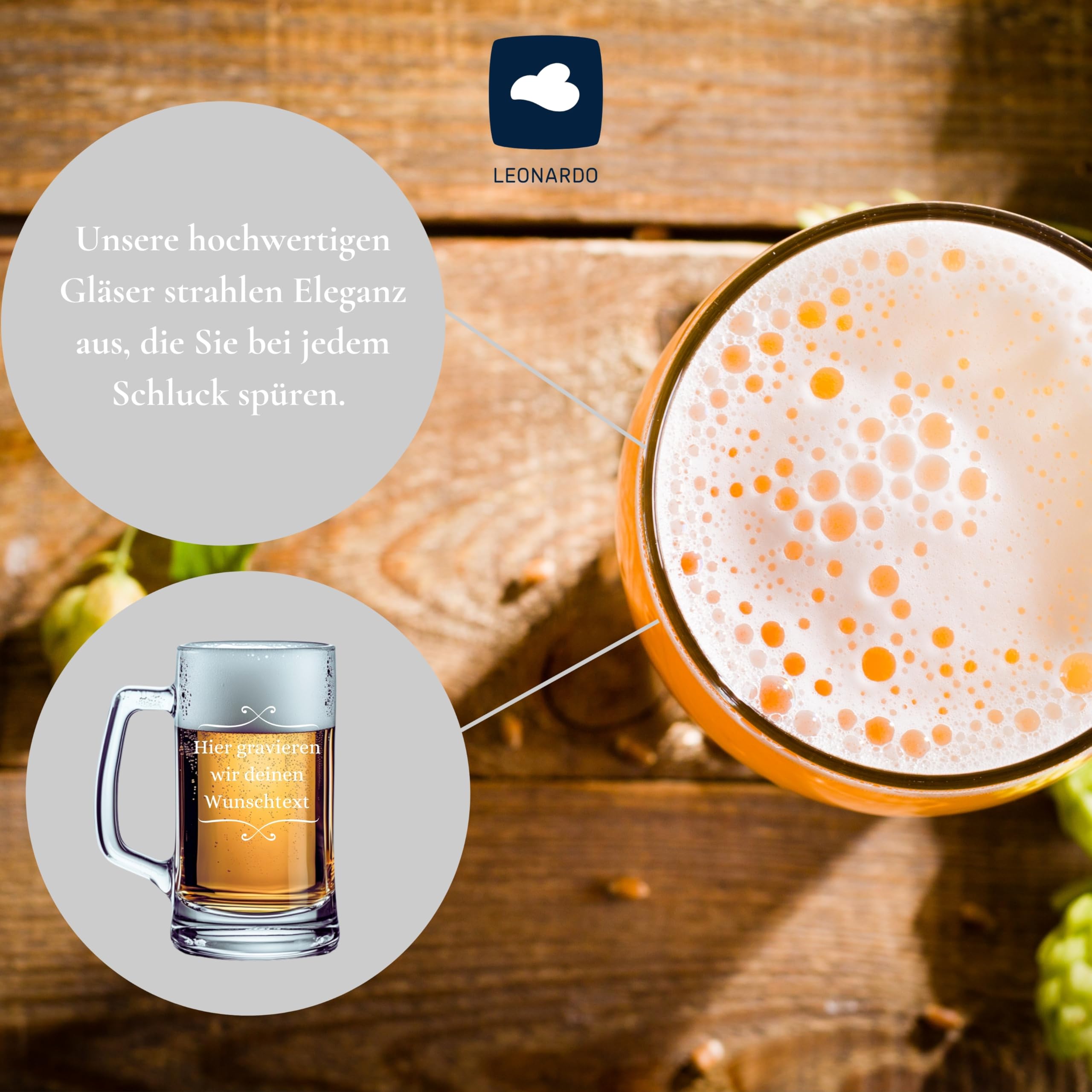 Bierkrug mit Gravur - Personalisierte Geschenke Männer - Geschenke für Sie & Ihn - Bierglas Geschenkidee für Herren, Freunde Vatertag - Geburtstagsgeschenk mit Wunschtext