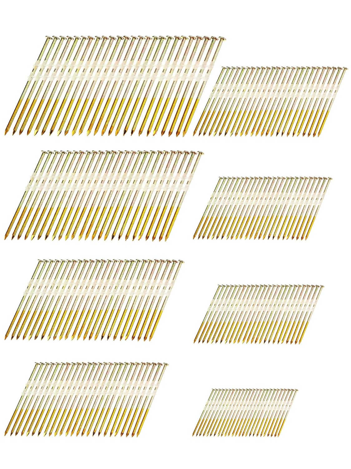 800 Pcs 21 Degree Framing Nails 8 Sizes 2, 21/4, 21/3, 21/2