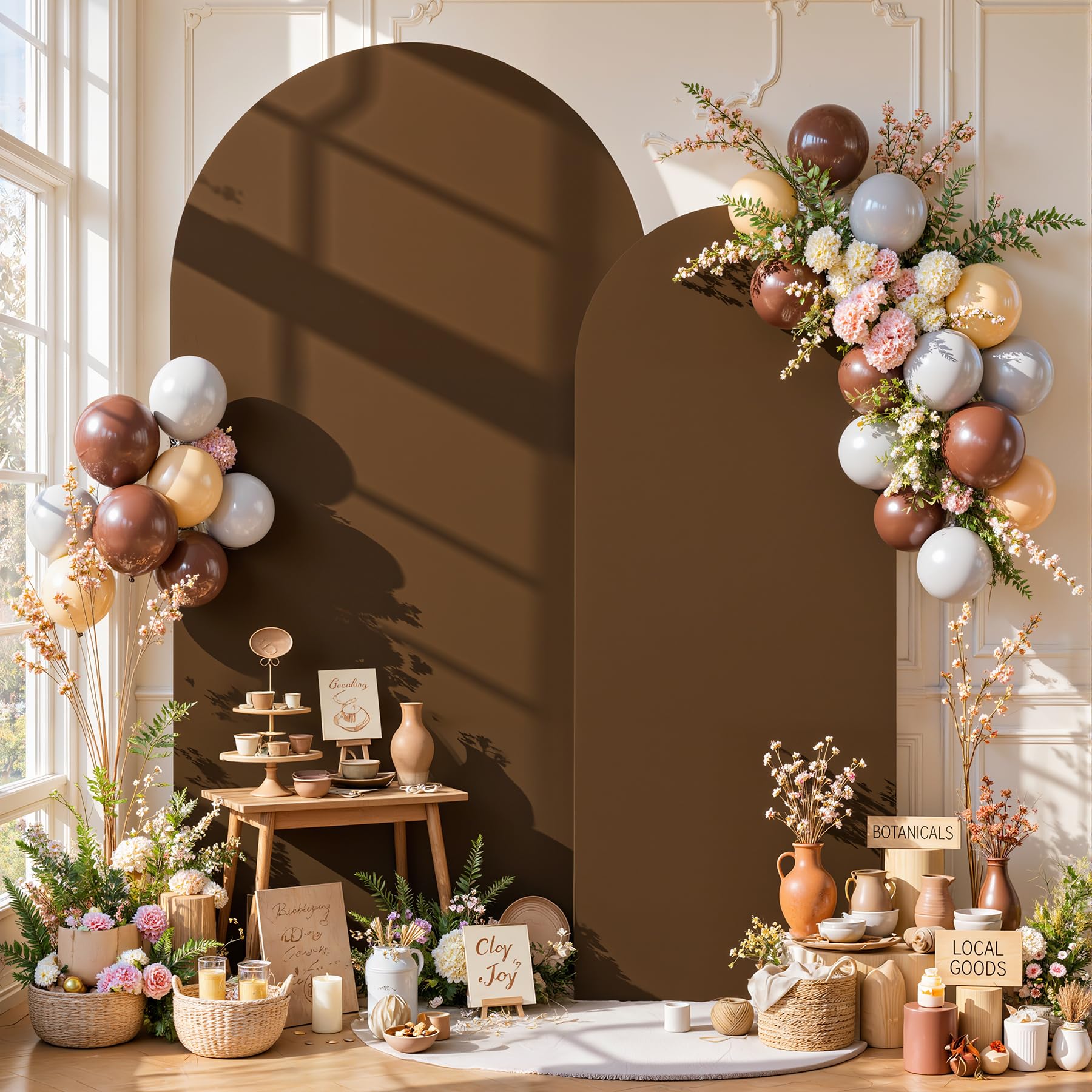 Photo 1 of PARTISKY Brown Arch Backdrop Covers - 7.2FT, 6FT Spandex