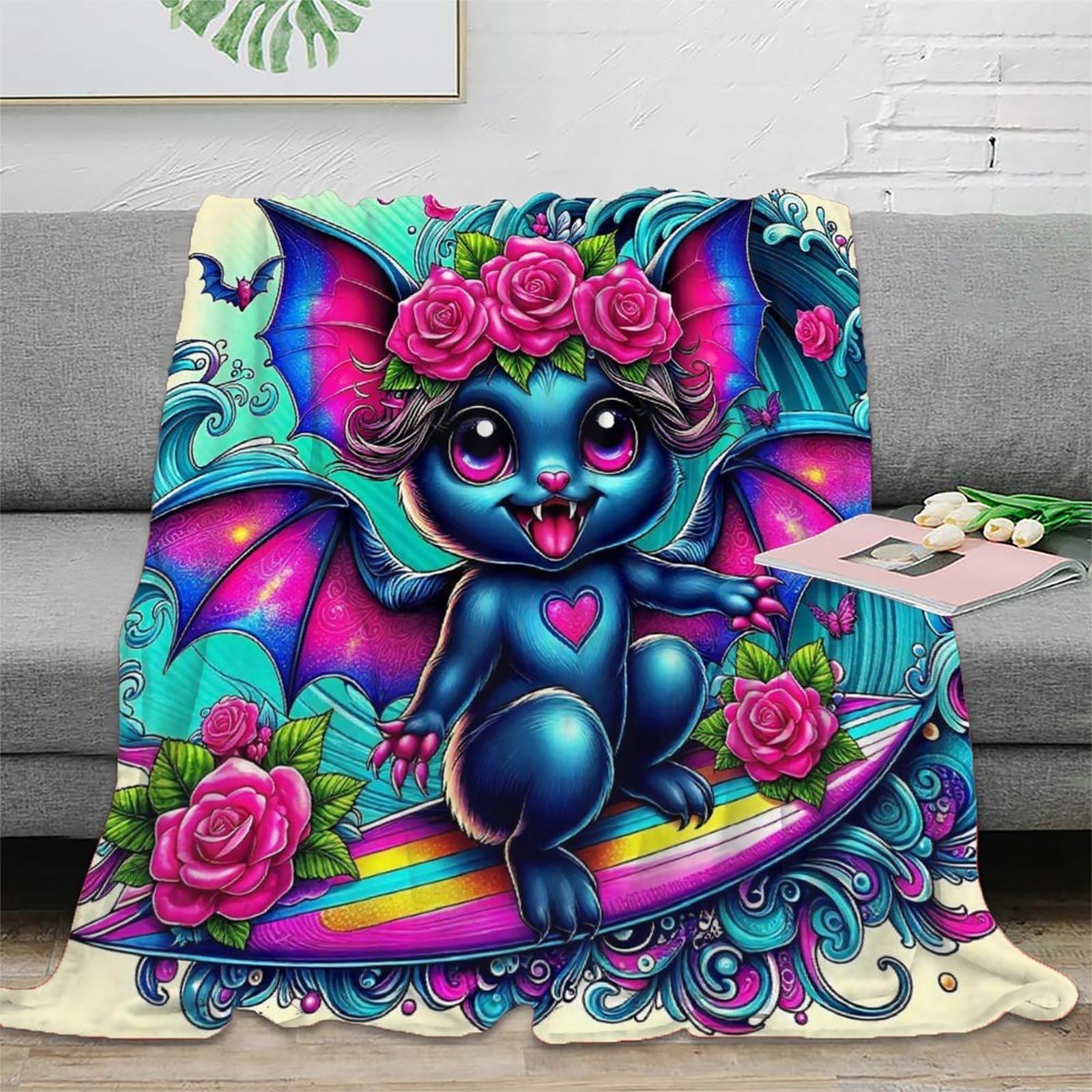 Couverture lit microfibre douce chauve-souris chaude et isolante