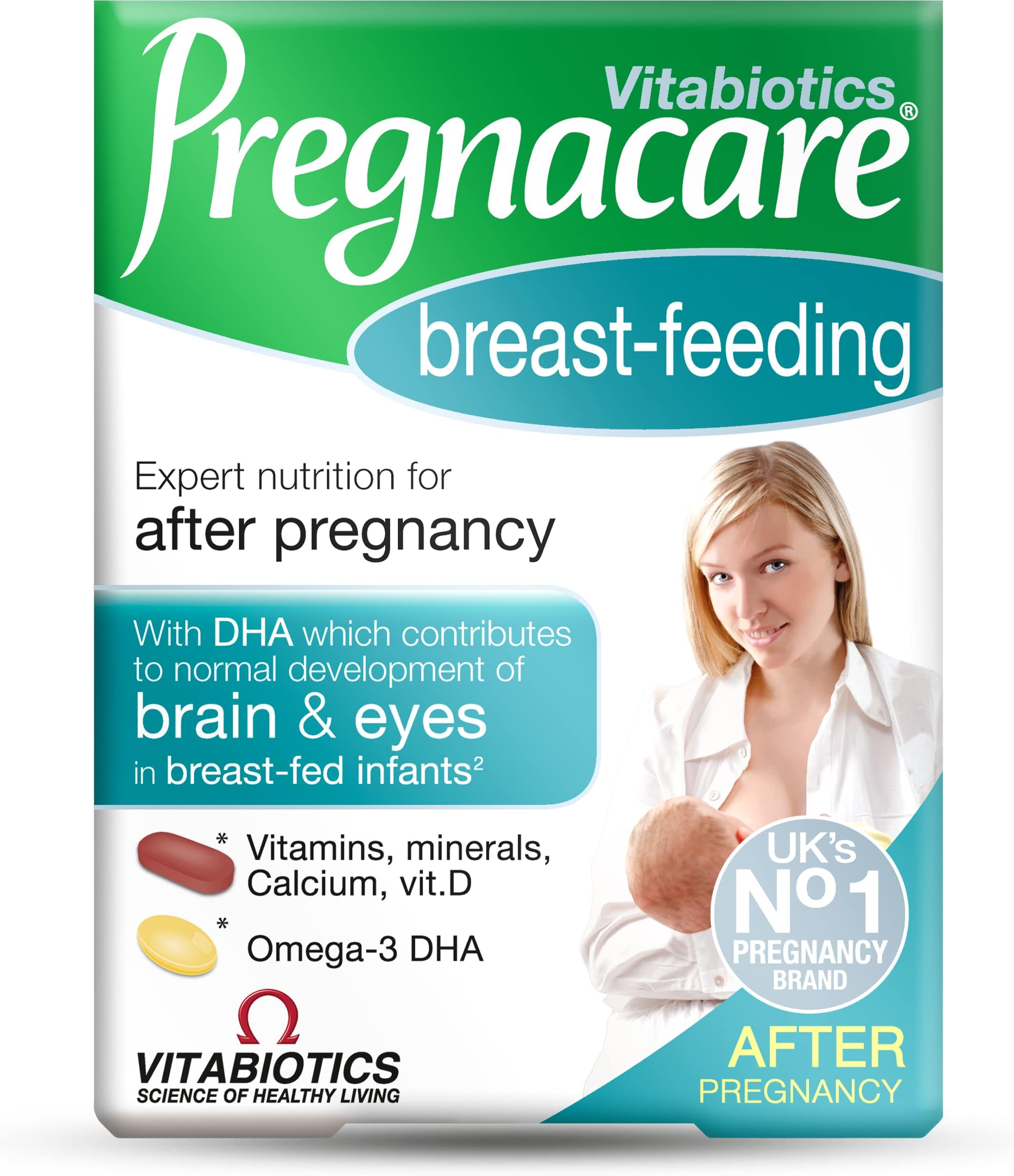 Pregnacare Breastfeeding 56 Tablets & 28 Capsules | Expert Postpartum Nutrition with Omega-3 DHA, Vitamins, Minerals, & Calcium | Supports Brain and Eye Development in Breast-Fed Infants