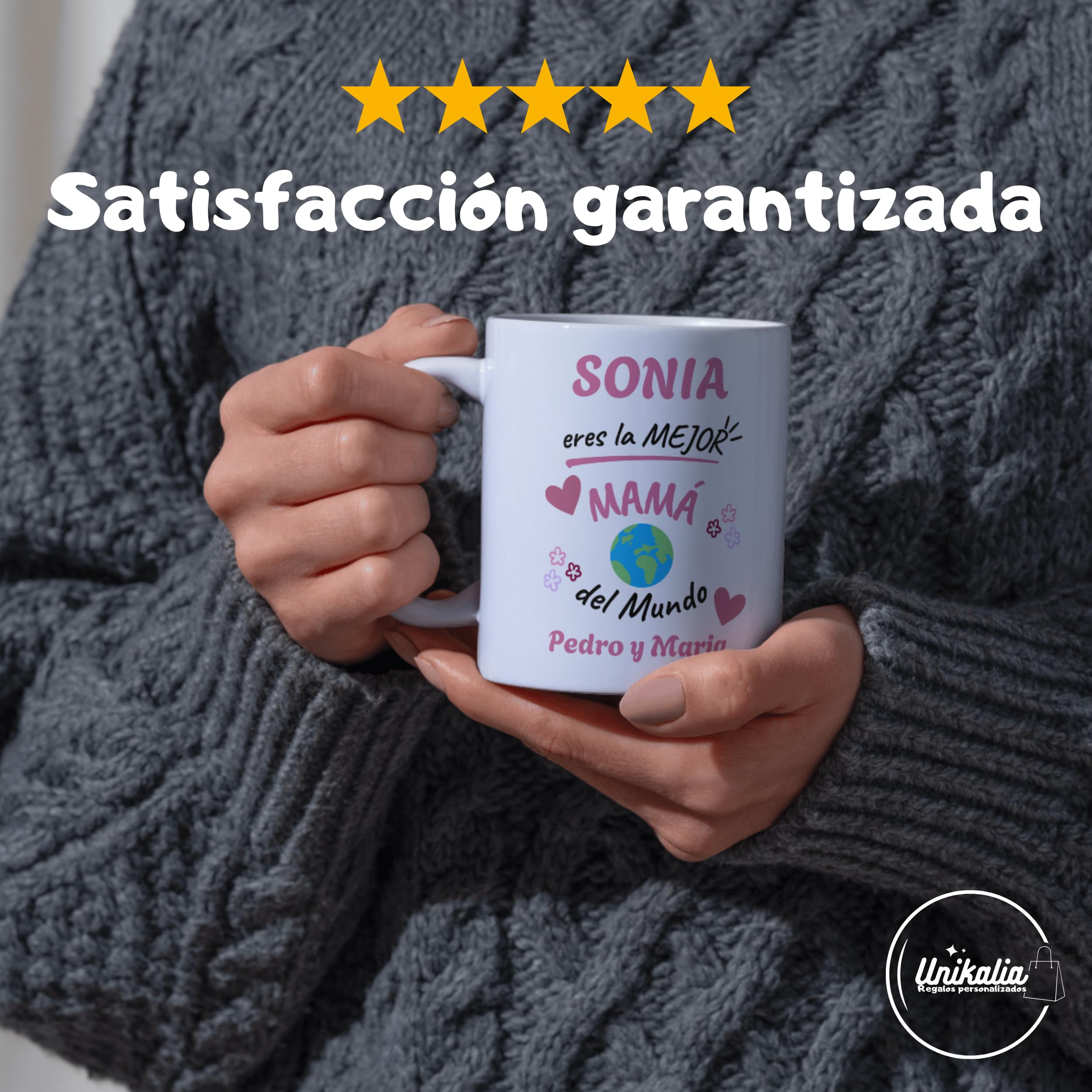 Taza Mama Con Frase y Nombre | 350ml - Calidad AAA+ | Regalos Día De La Madre, Taza Madre Divertida, Taza Personalizada Con Nombre, Regalos Para Madres, Taza Personalizada, Dia De La Madre (ROSA) — view 2