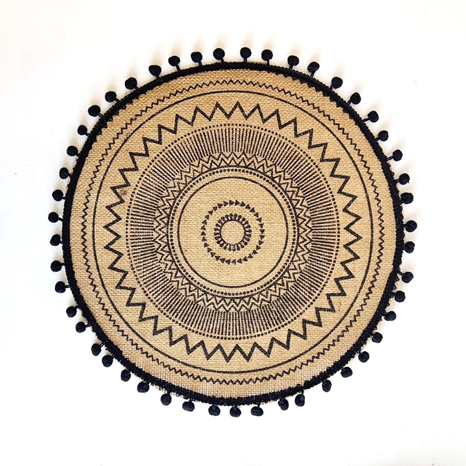 Juego de 6 manteles individuales de desayuno vintage, manteles individuales de desayuno de lino 38 cm motivo geométrico de ondas con bola beige, amarillo y negro