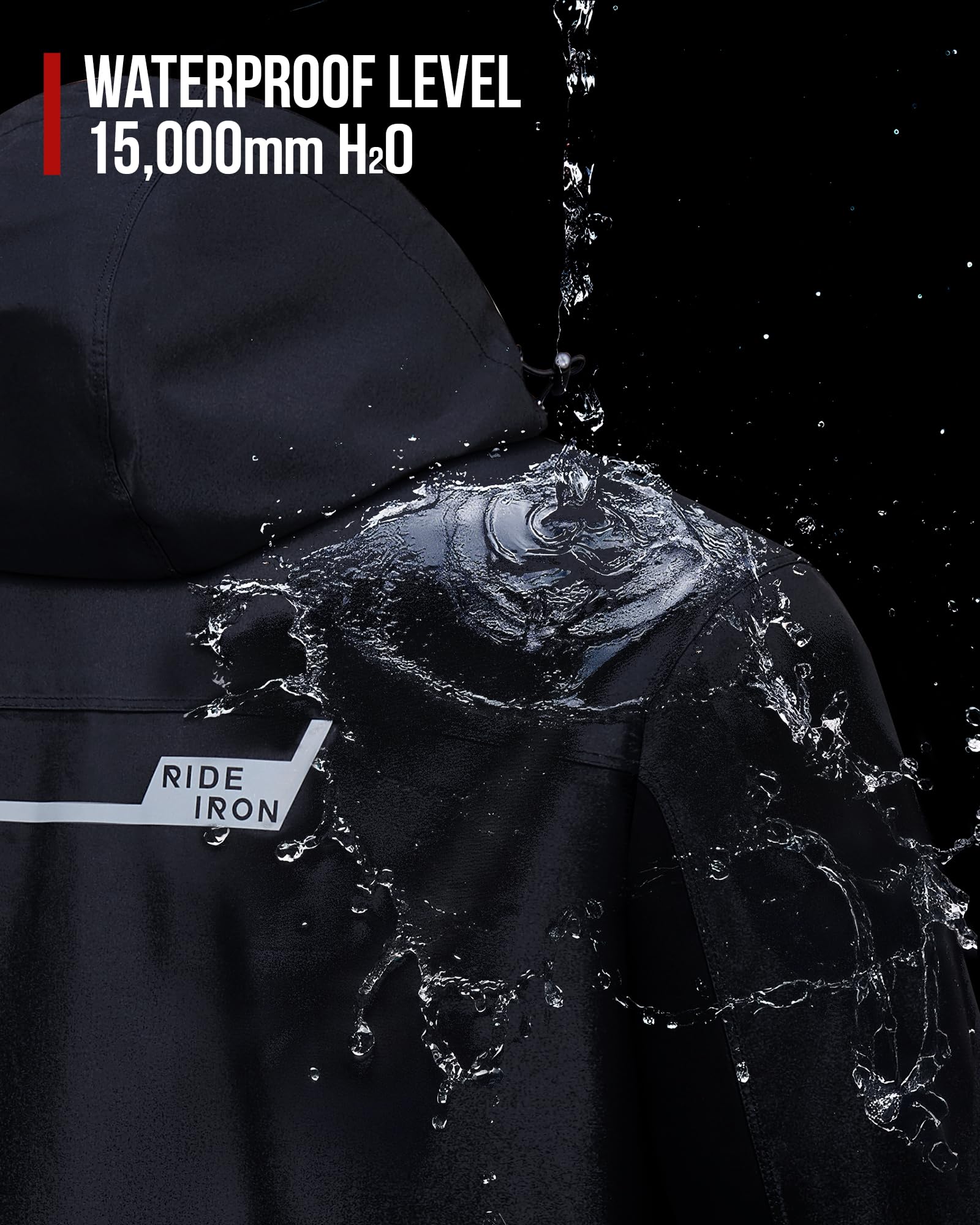 RIDEIRON Motorrad Regenkombi Herren 2-Teiler – Wasserdichte Motorrad Regenbekleidung 15000mm mit Reflektoren, Abnehmbarer Kapuze