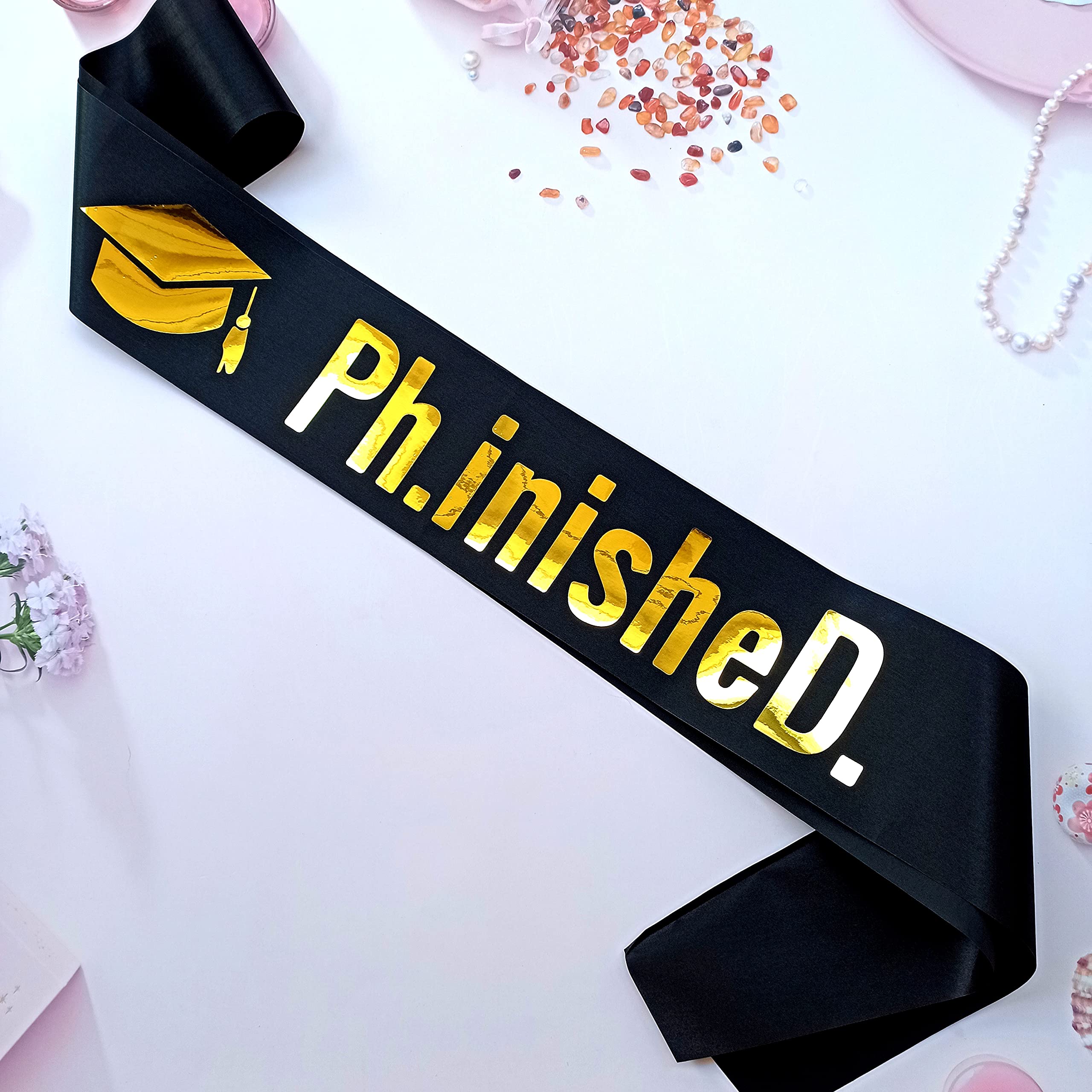Magnusson's GardenPhD Graduation Sash, Ph.inisheD. Finished I'm Phinally Done Graduation Gift for PhD Grads and Survivors, Class of 2022 Congrats Doctor Party Supplies
