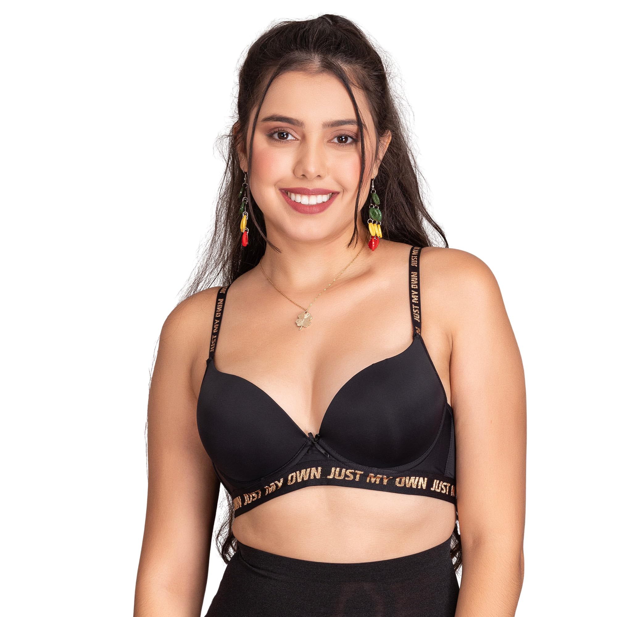 Magic-48 Bridal Underwired Padded Bra Panty Set (Black, 32D)-image-0