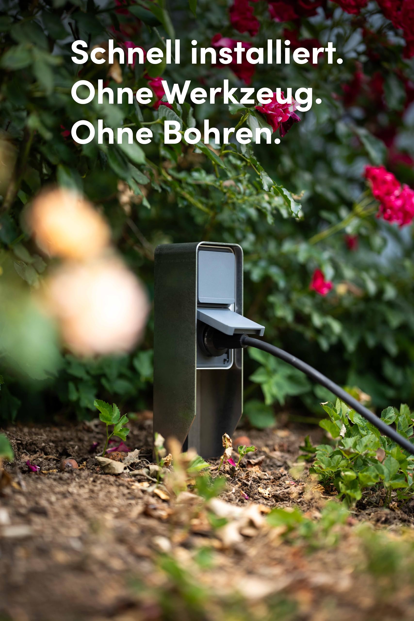 Steckdosensäule Essential | 2-fach mit Erdspieß – Edelstahl | IP55, wetterfest & robust – Außensteckdose für Terrasse & Garten