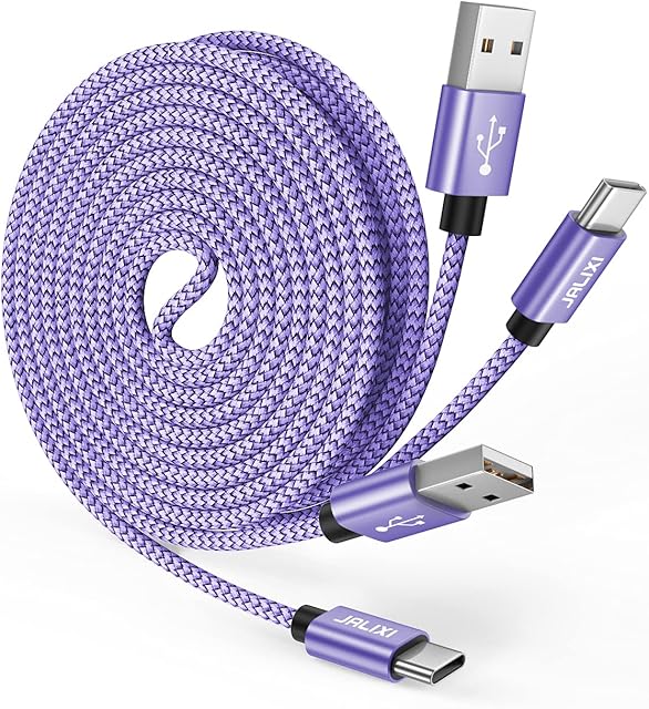 JALIXI USB C Cable (3M 2-Pack), Long USB Type C Fast Charging Charger Cable Nylon Braided, Compatible with Samsung Galaxy S10 S10+ S10e S9 S9+ S8 Plus, A52 A51 A41 A50 A40 A20e, Other USB-C Devices
