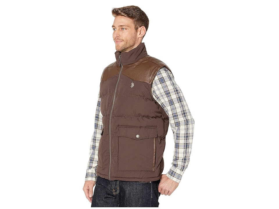 

U.S. POLO ASSN. Signature Vest w/ PU Yoke (Dark Brown) Men's Clothing
