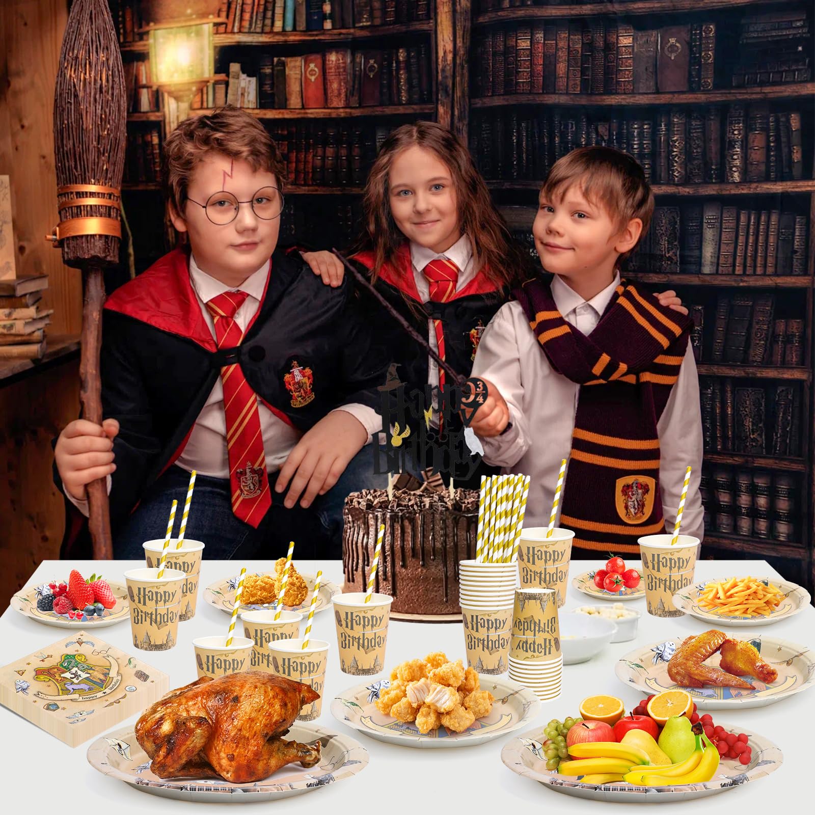 DANXIAN Wizard, set di stoviglie magiche Wizard, piatti di carta per il compleanno dei bambini, decorazione per feste di compleanno, 20 ospiti