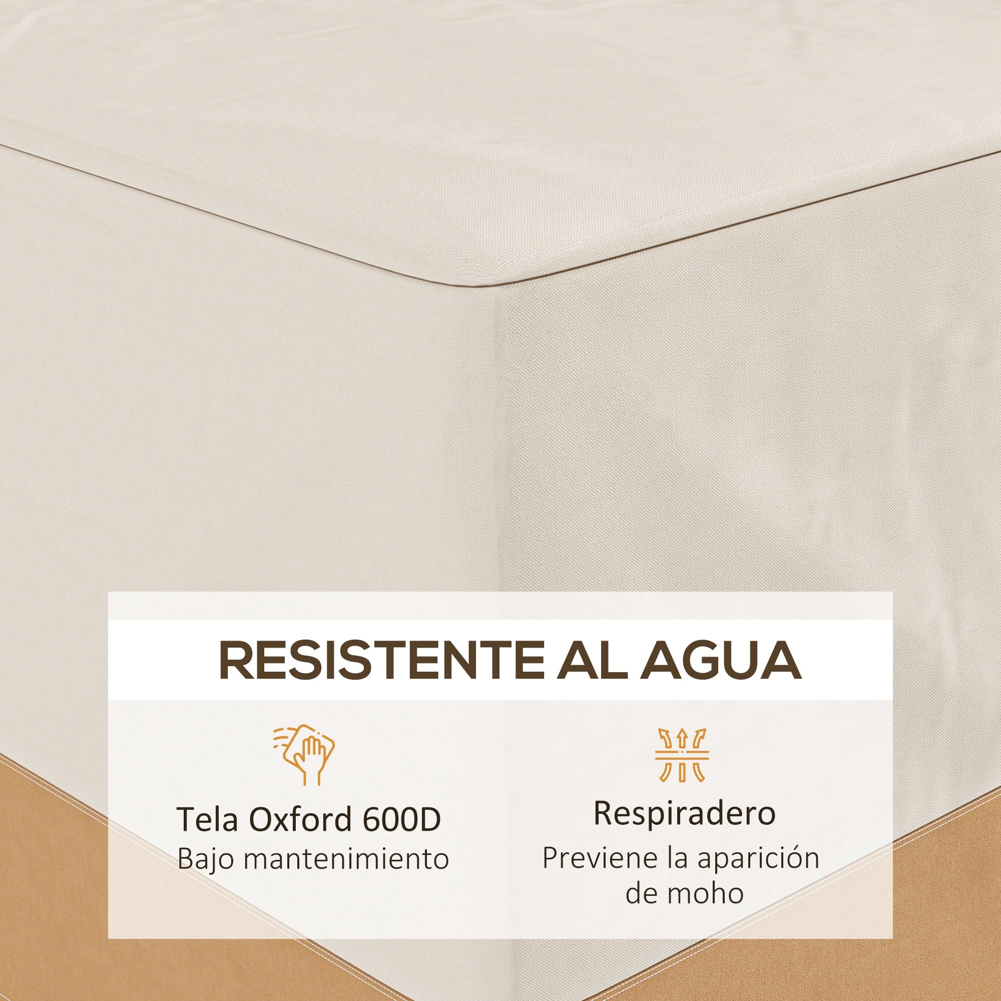 Outsunny Custodia protettiva per mobili da giardino 270 x 200 x 78 cm Tela Oxford 600 D impermeabile Copertura per divano tavolo esterno con 4 ventole 5 manici e cordino da trazione beige