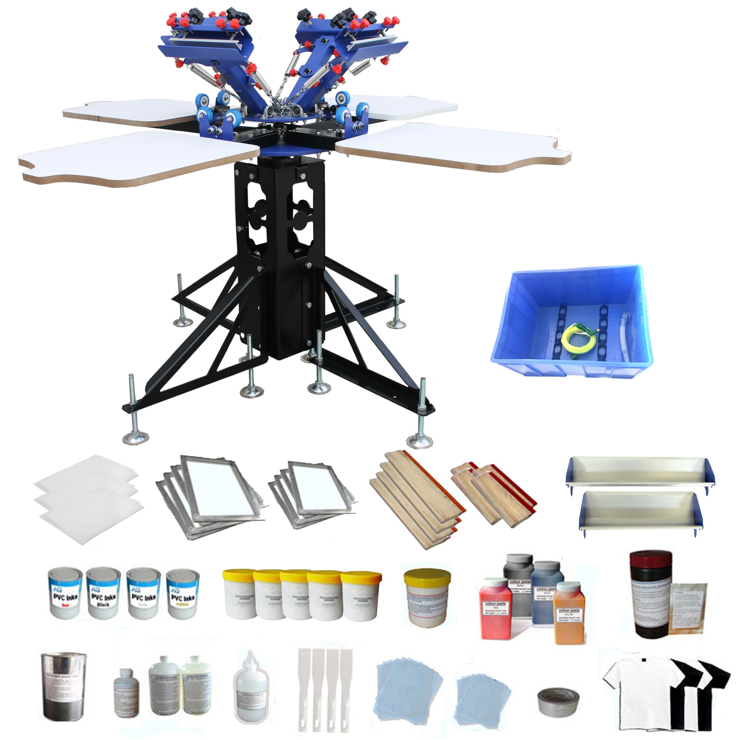 4 Color Silk Screen Printing Kit 4 Color 4 Station Screen Printing Machine Screen Platen Rotating Screen Printing Press