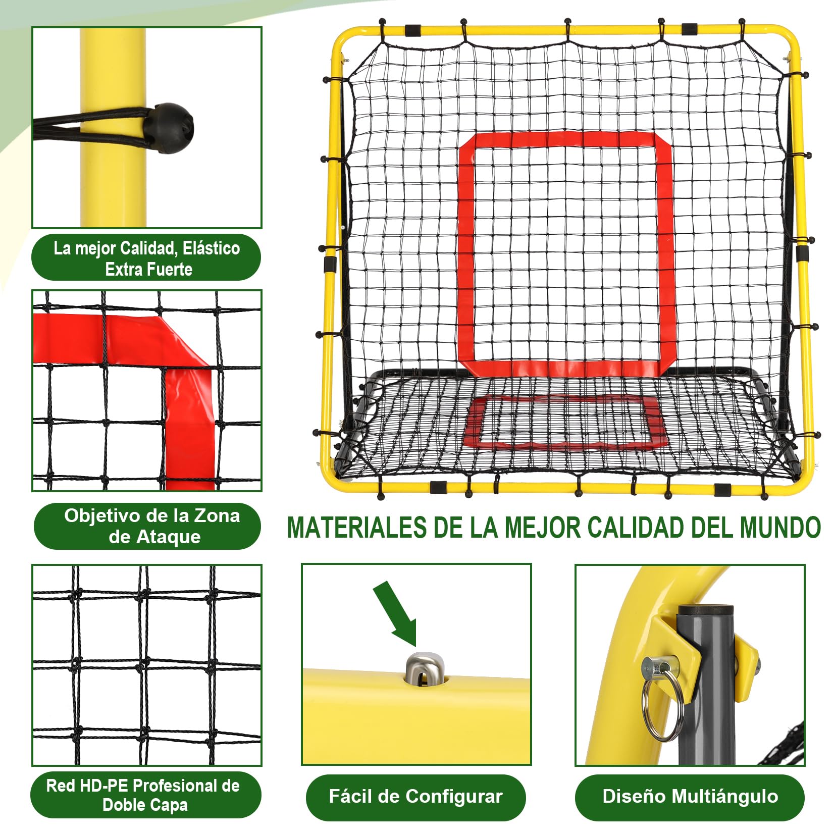Red de Rebote Fútbol Plegable,Red de Béisbol, Malla de PE de Doble Capa, Ángulo Ajustable, Ideal para Actividades Familiares al Aire Libre y práctica de Deportes Niños Adulto