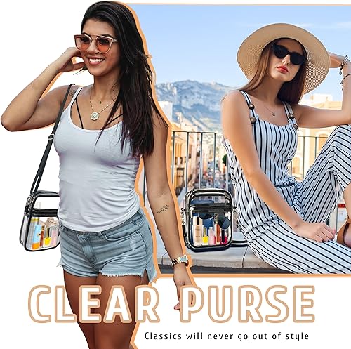 Miniatura 6 de Bolso cruzado transparente Bolsa deportiva de concierto aprobada por estadios para mujer con correa ajustable