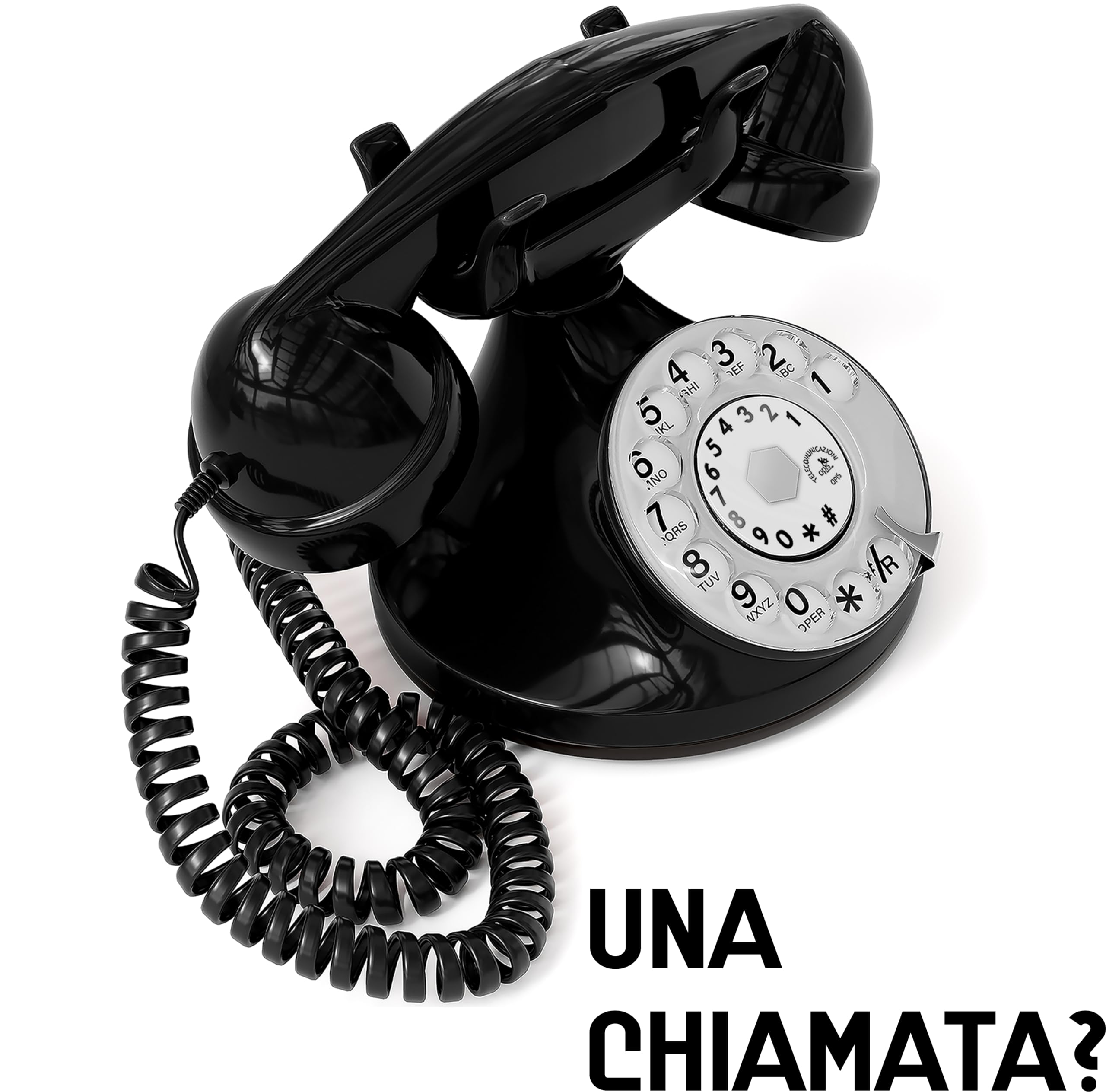 OPIS FunkyFon cable: Telefono fisso casa vintage con disco, telefono antico per linea fissa, stile retrò classico Nero