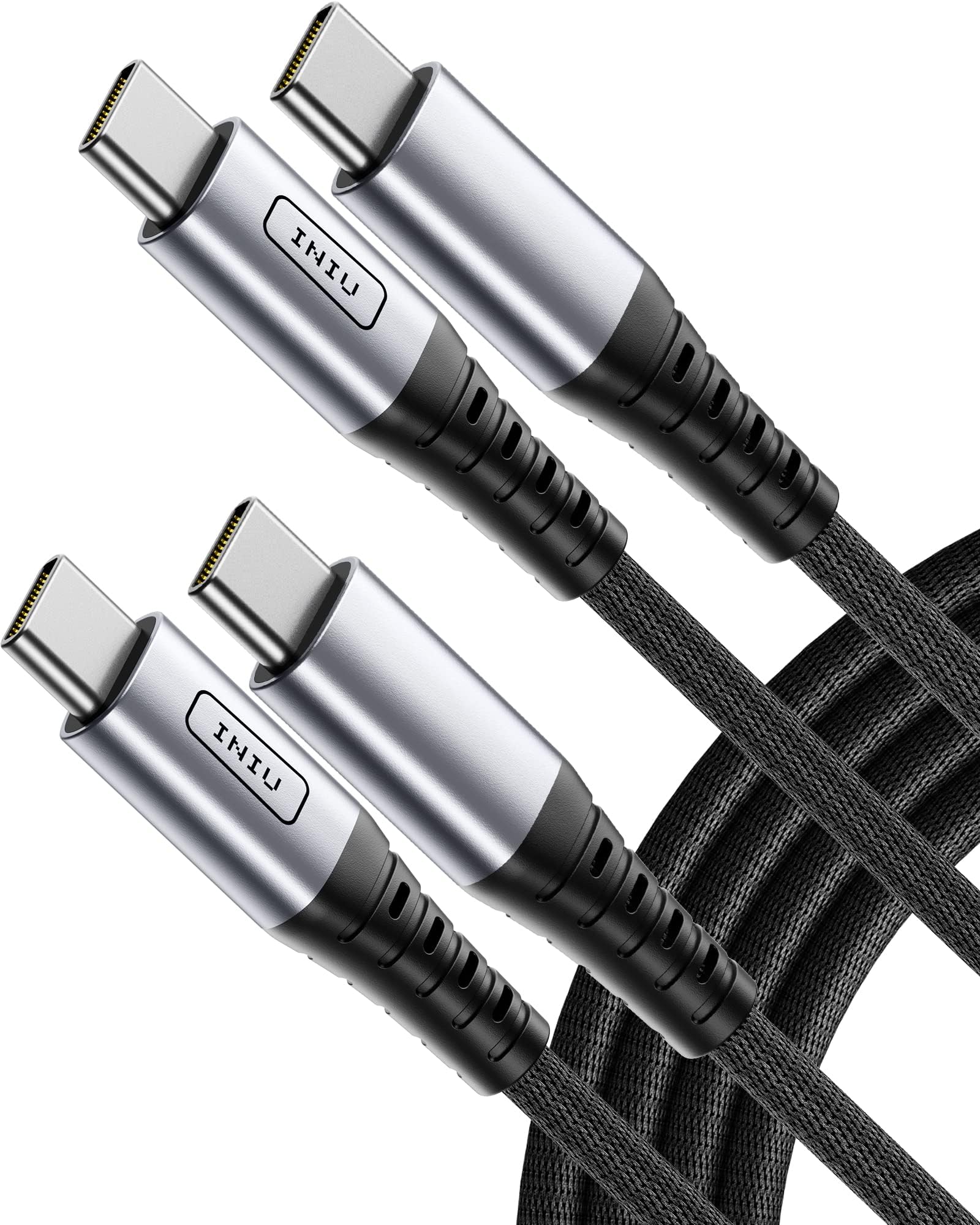 USB C Charger Cable, 2Pack/2m 60W PD QC 3.0 Fast Charging Type C Cable, Nylon Braided USB-C to USB-C Cable for iPhone 15 iPad Air MacBook Pro Samsung S22 Ultra S21 S20 Switch Huawei Pixel etc.
