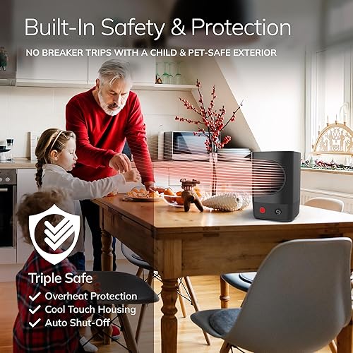 Miniatura 4 de Lasko MyHeat - Mini calentador personal de cerámica para el hogar, eficiencia energética, protección contra sobrecalentamiento para dormitorios,