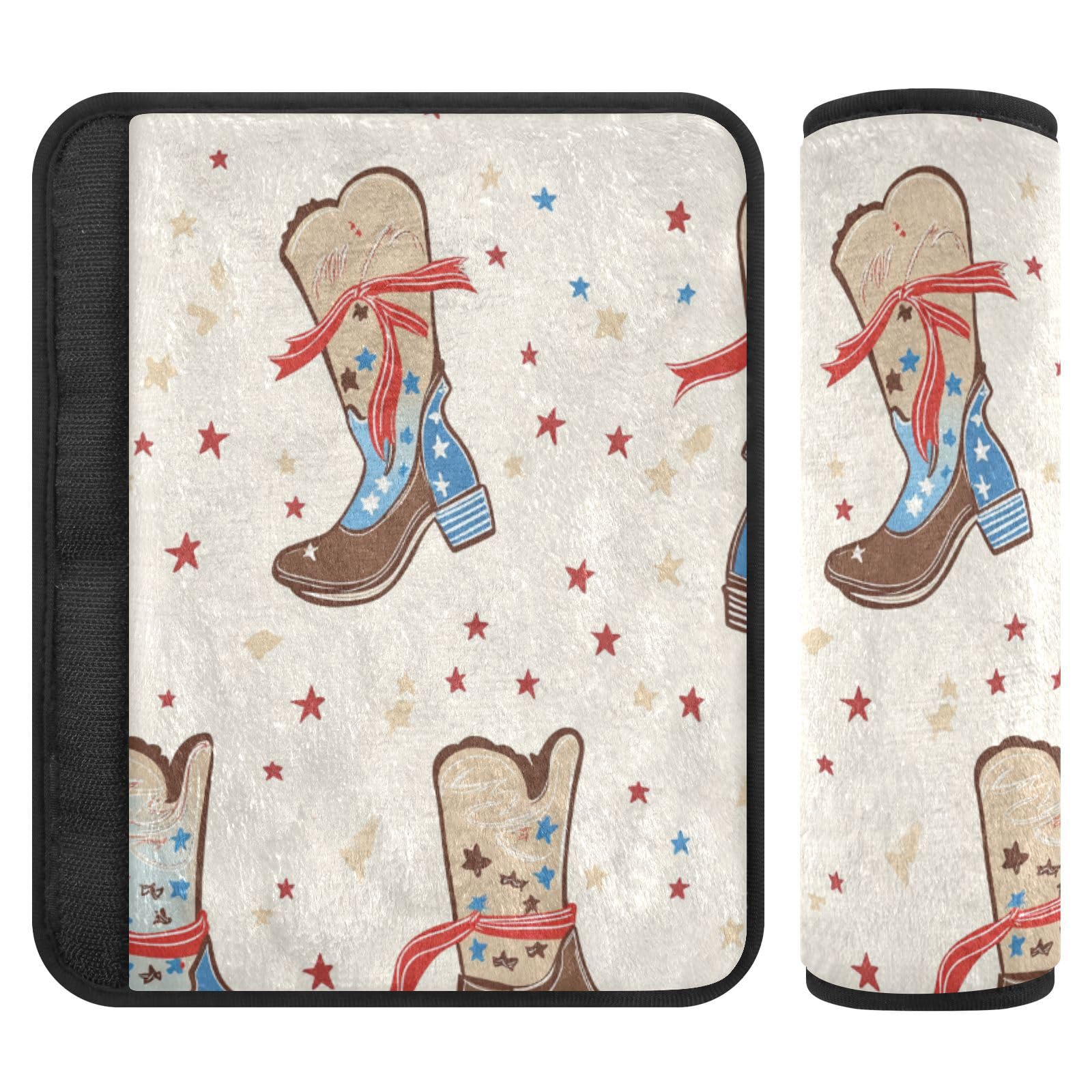 Seat Belt Covers 2 Pack Cowboy Boots Car Seat Strap Covers Super Soft Car Seat Neck Cover for Boys Girls Adults Babies M