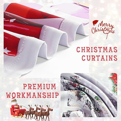 Miniatura 4 de Cortinas de árboles de Navidad para sala de estar, cortinas de tratamiento de ventanas con aislamiento térmico, cortinas de oscurecimiento con