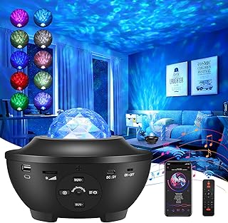 Joycabin Star Projector, LED Galaxy Projector Ocean Wave Night Light Projector with Bluetooth Speaker, Remote Control Color Changing Starry Sky Projector Lamp for Kid Adult Party Home Theatre Decor